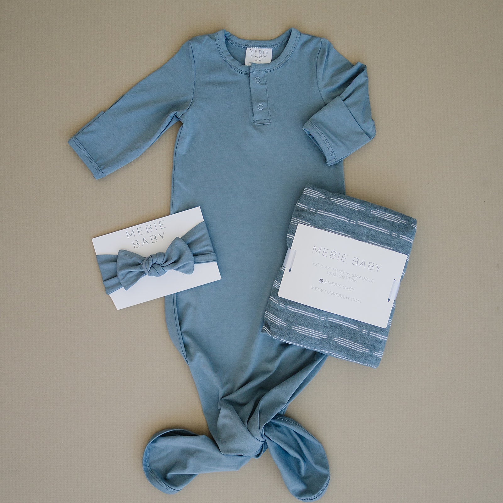 Dusty Blue Bamboo Head Wrap Mebie Baby