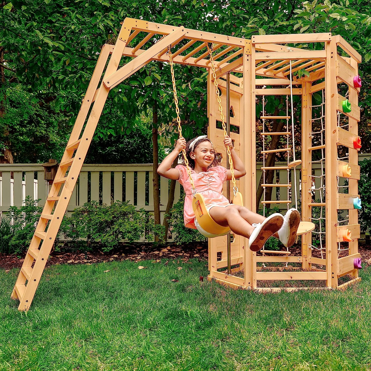 Hawthorn - Outdoor Climber with Monkey Bars, Swing, and Octagon Climber Playset Outdoor Avenlur.com