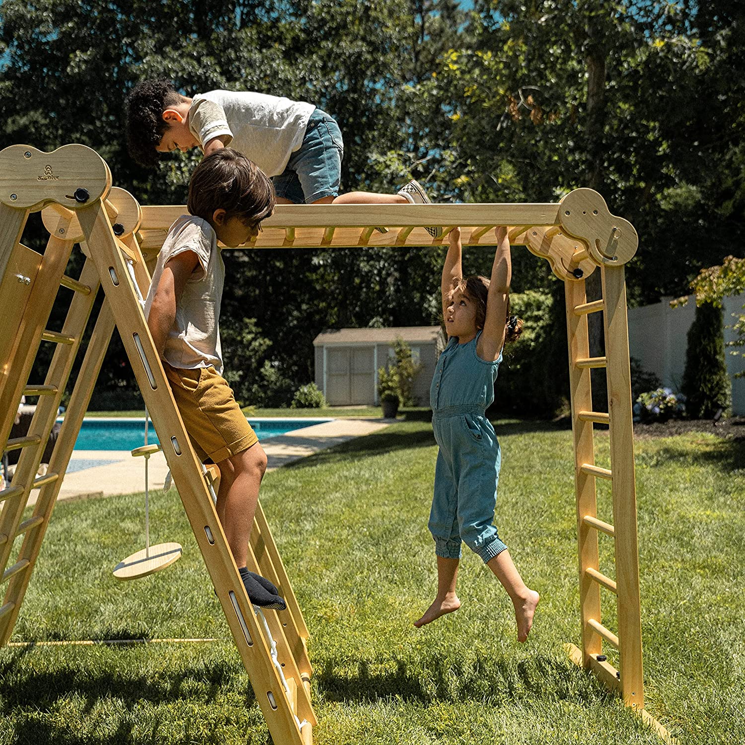 Chestnut - Outdoor and Indoor 8-in-1 Jungle Gym for Toddlers Playset Outdoor Avenlur.com