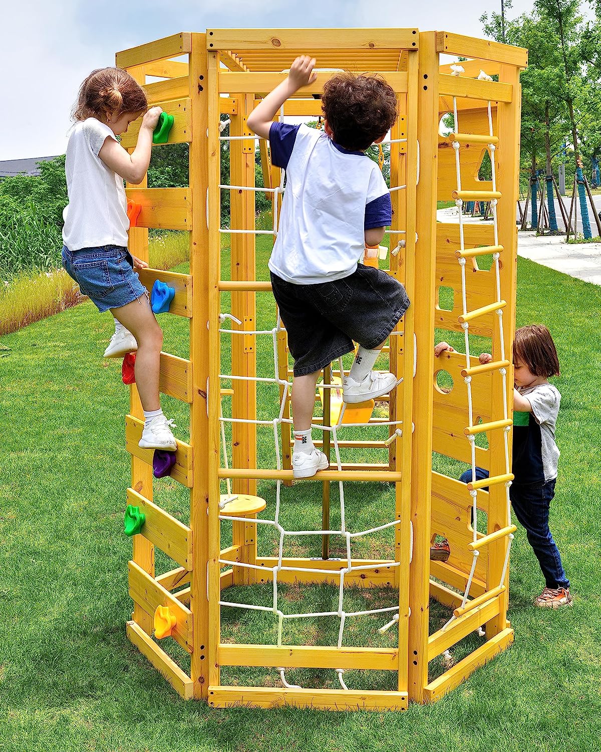 Hawthorn - Outdoor Climber with Monkey Bars, Swing, and Octagon Climber Playset Outdoor Avenlur.com