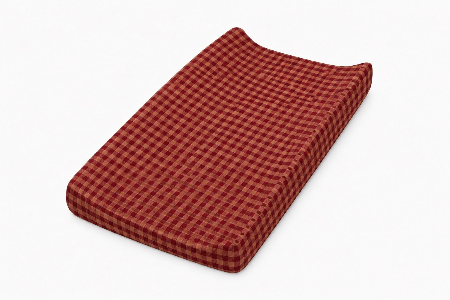 Red Beige Gingaham Changing Pad Cover