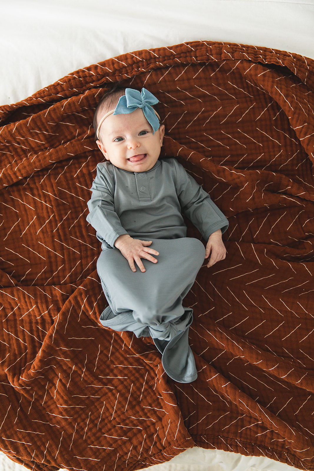 Dusty Blue Bamboo Knot Gown Mebie Baby