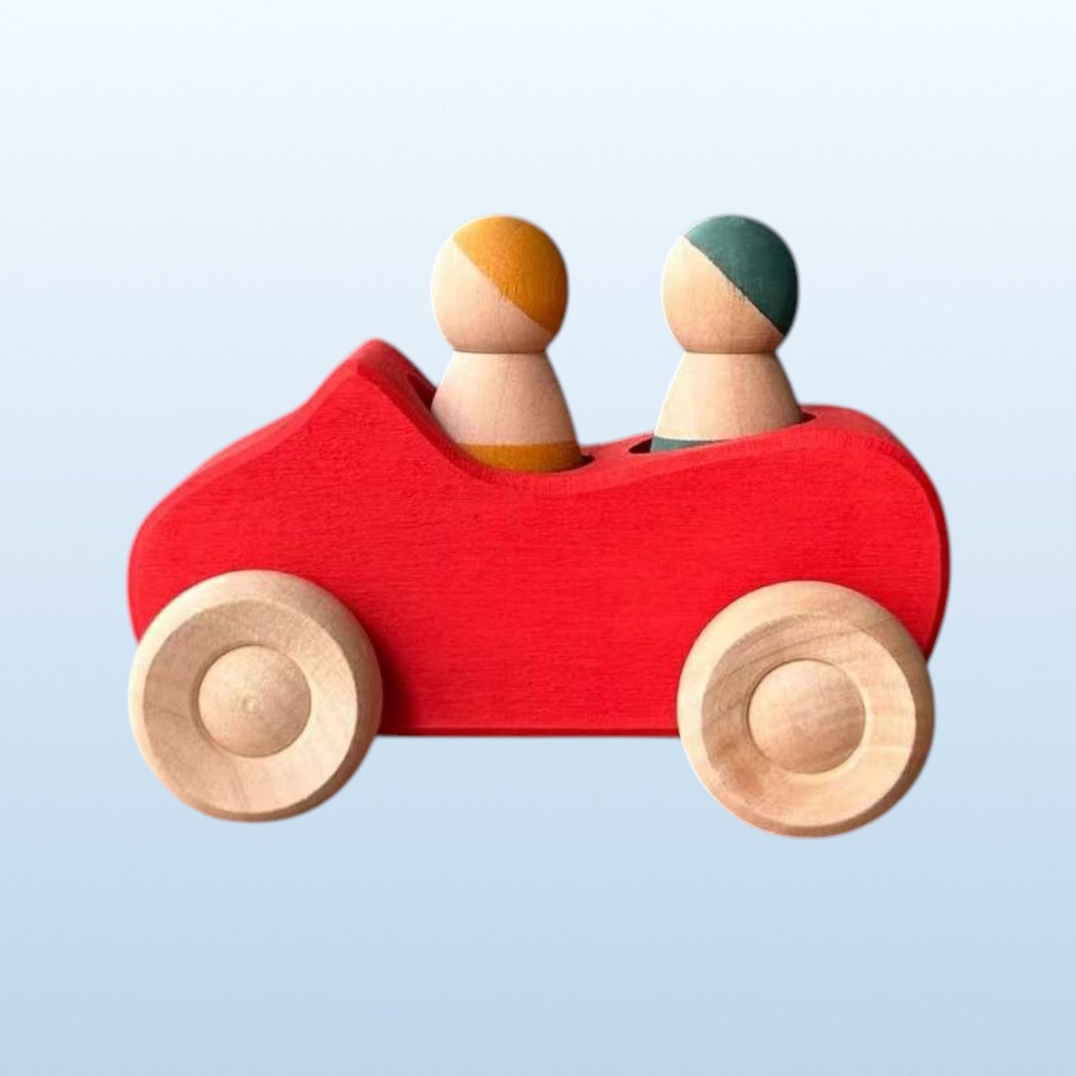 **Pre-order (Ships in 2-3 Weeks)**7-Piece Wooden Rainbow Cars Set with 3 Peg Dolls | Stained Basswood or Painted Beechwood