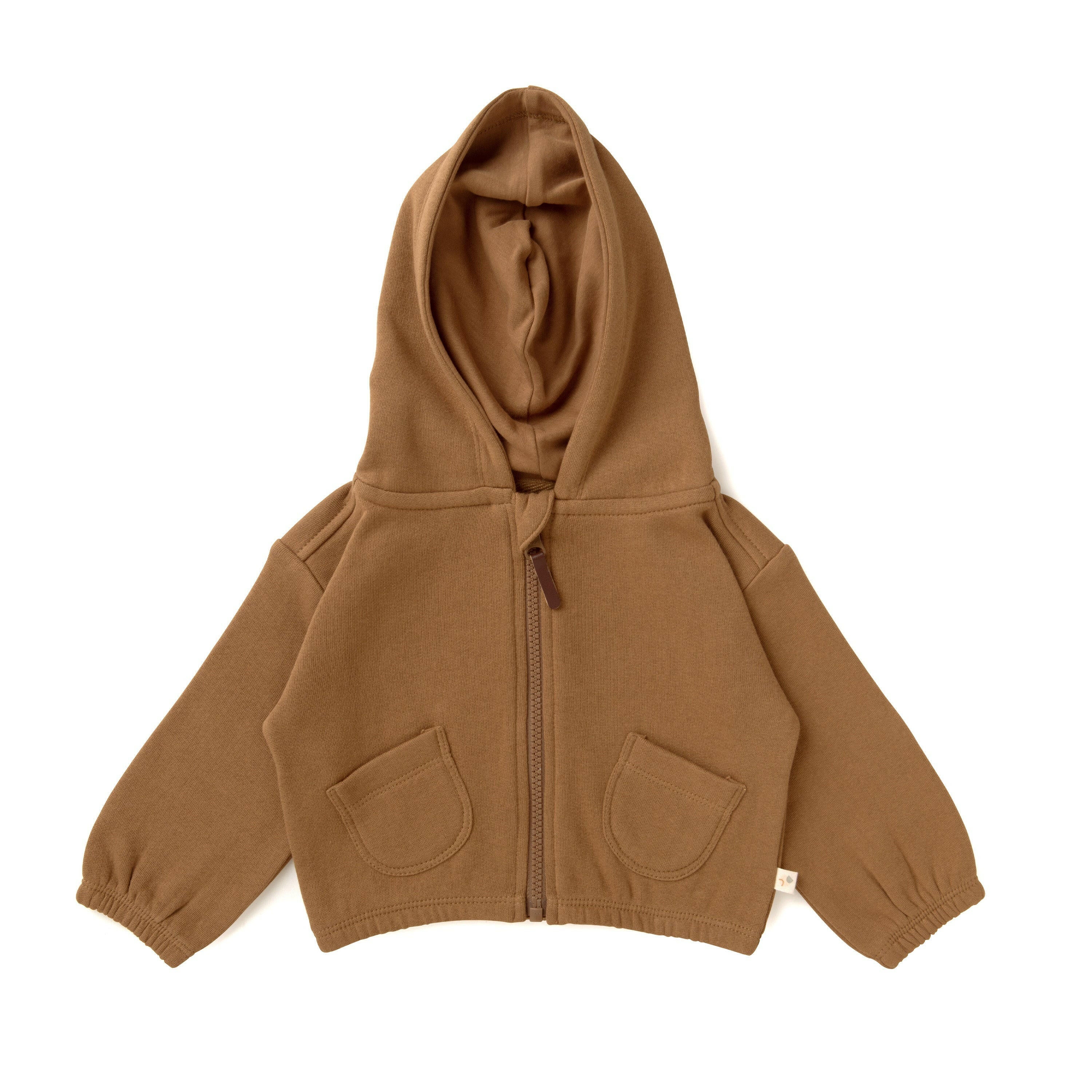 Organic Baby Toddler Hooded Jacket - Tan Fleece Jacket Makemake Organics