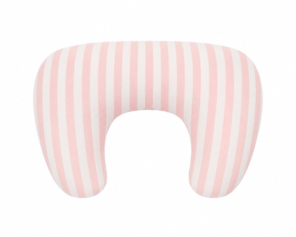 Pink White Stripe Ruffle Nursing Pillow Cover