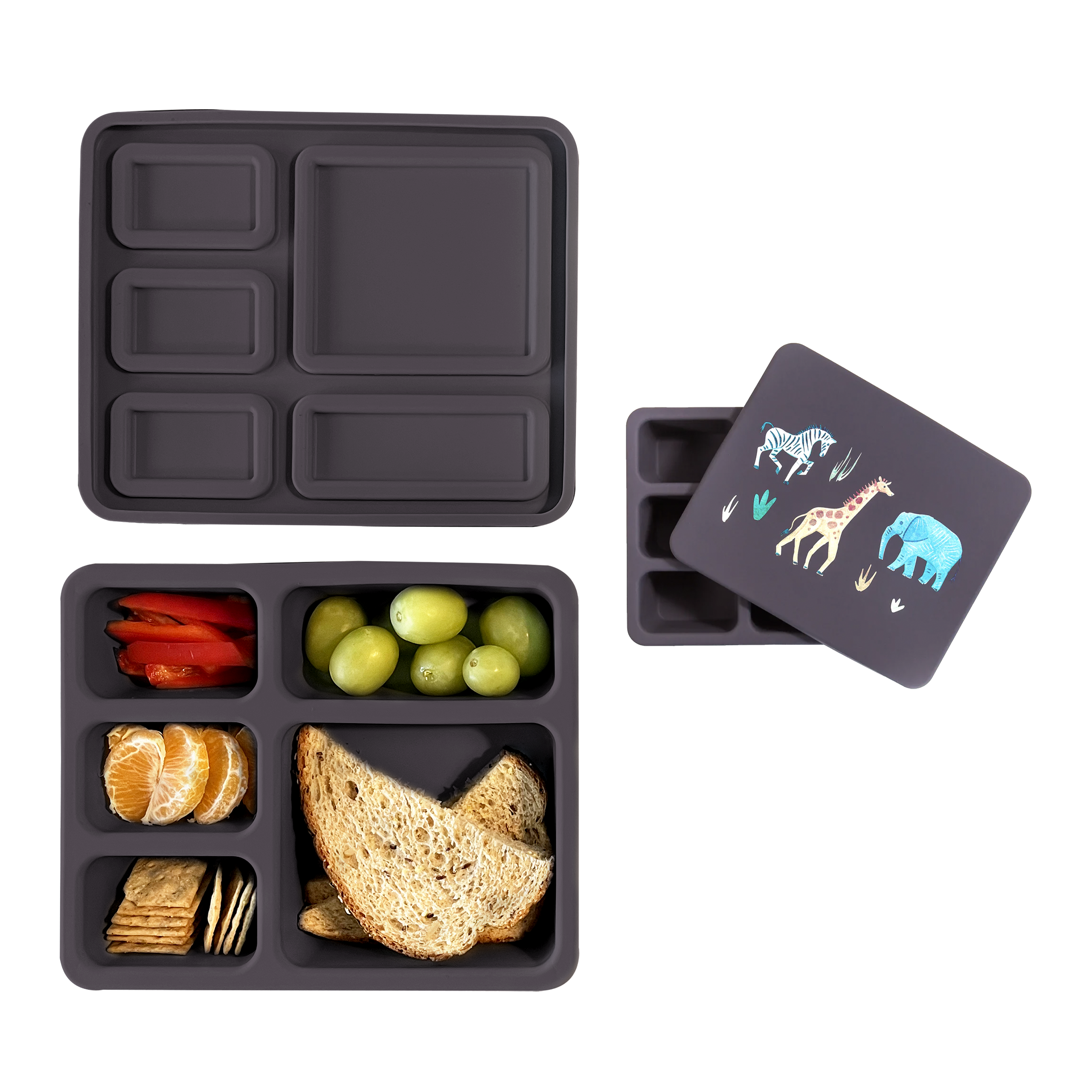 Silicone Bento Box Safari Faded Black