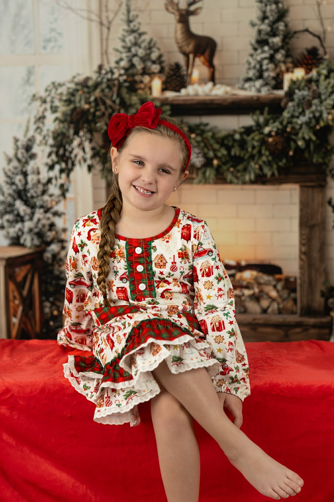 Santa's Village Gown Set-Child House Dress - Ready to Ship