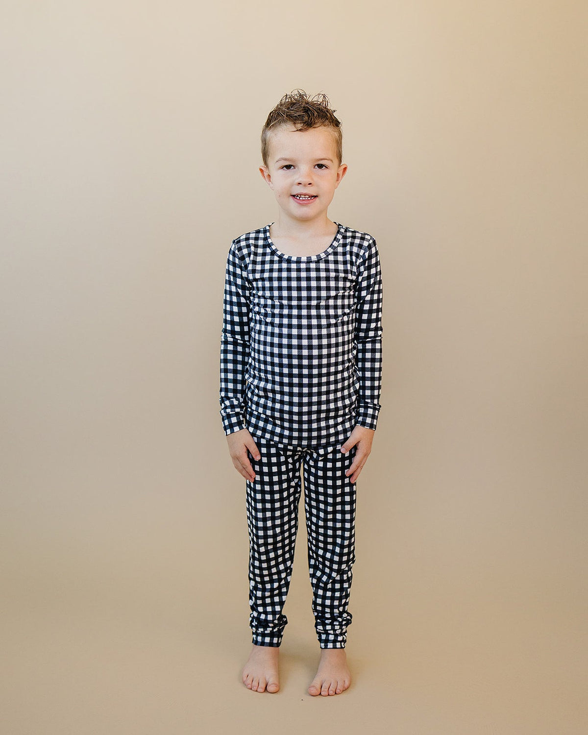 Bamboo Two Piece Set | Black Gingham