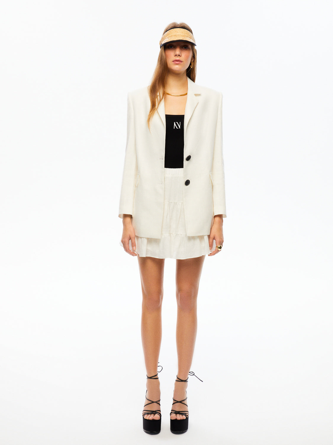 Double-Breasted Linen Jacket - Ecru