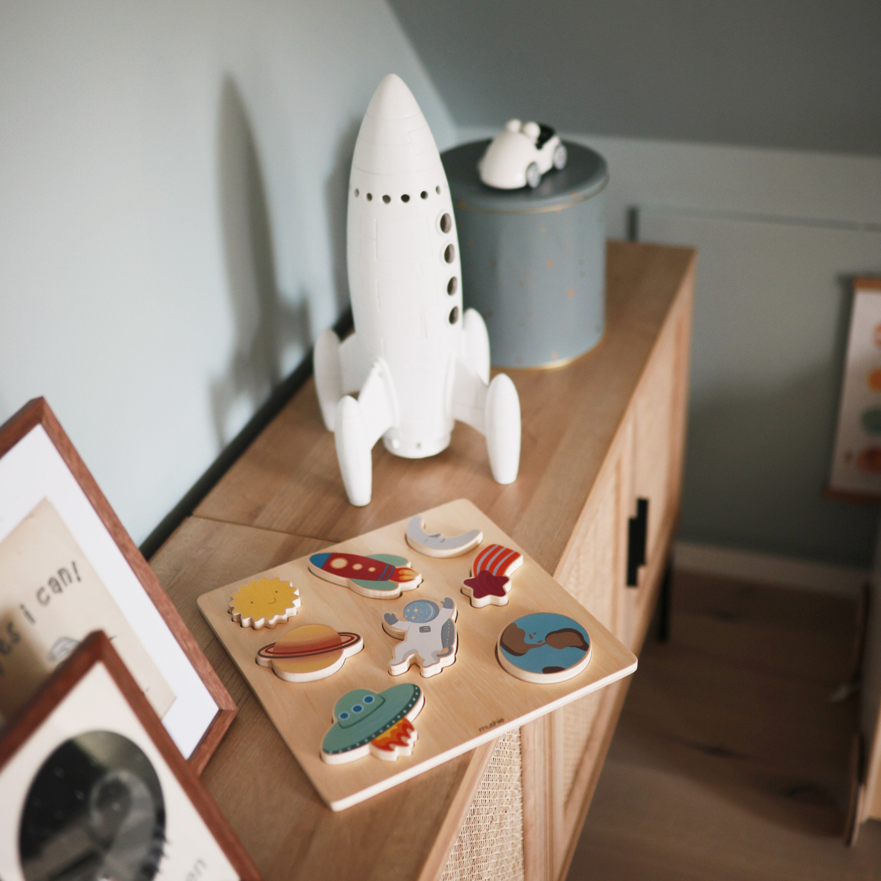 Wooden Space Puzzle Wooden Puzzle Mushie
