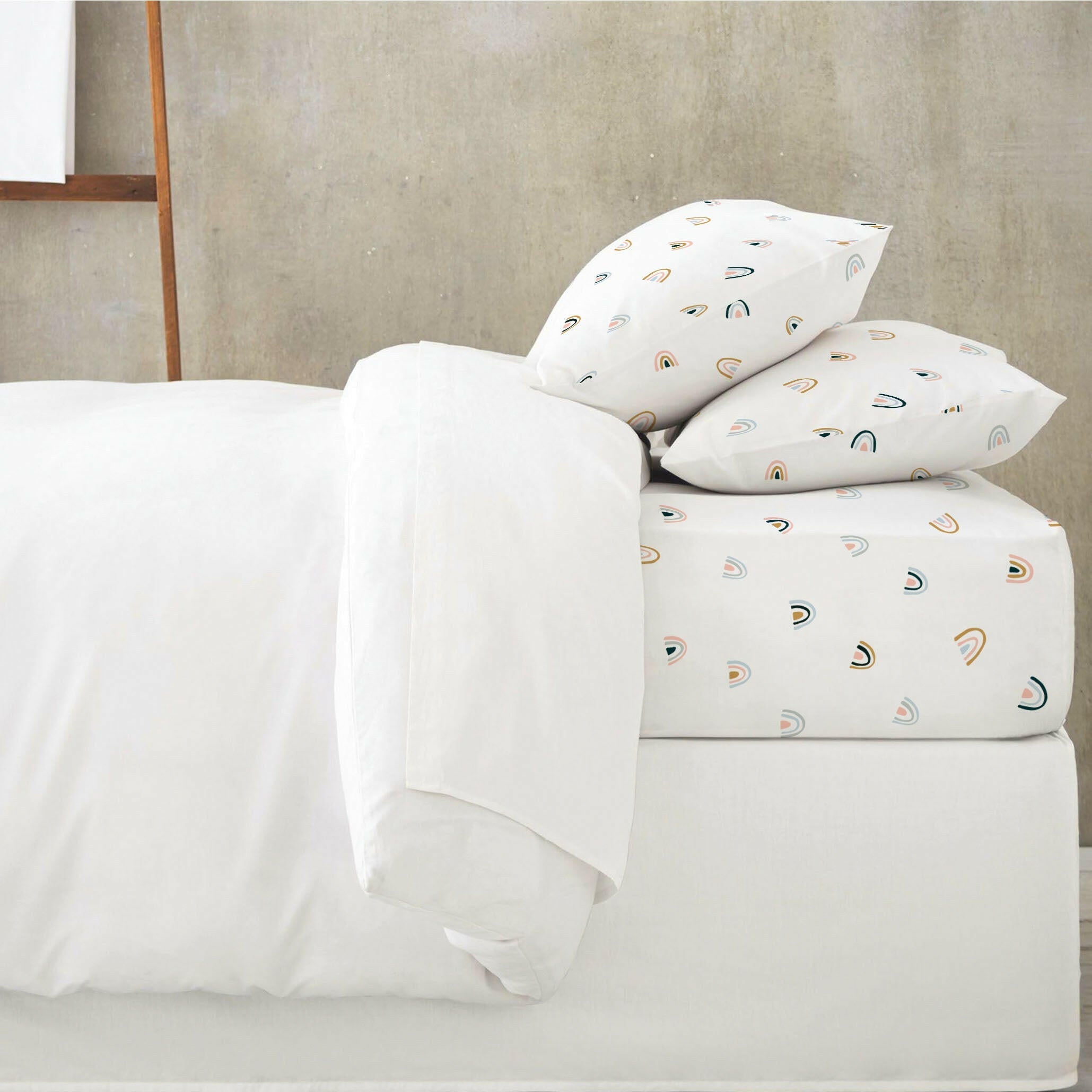 Organic Kids Fitted Sheet - Rainbow Fitted Sheet Set Makemake Organics