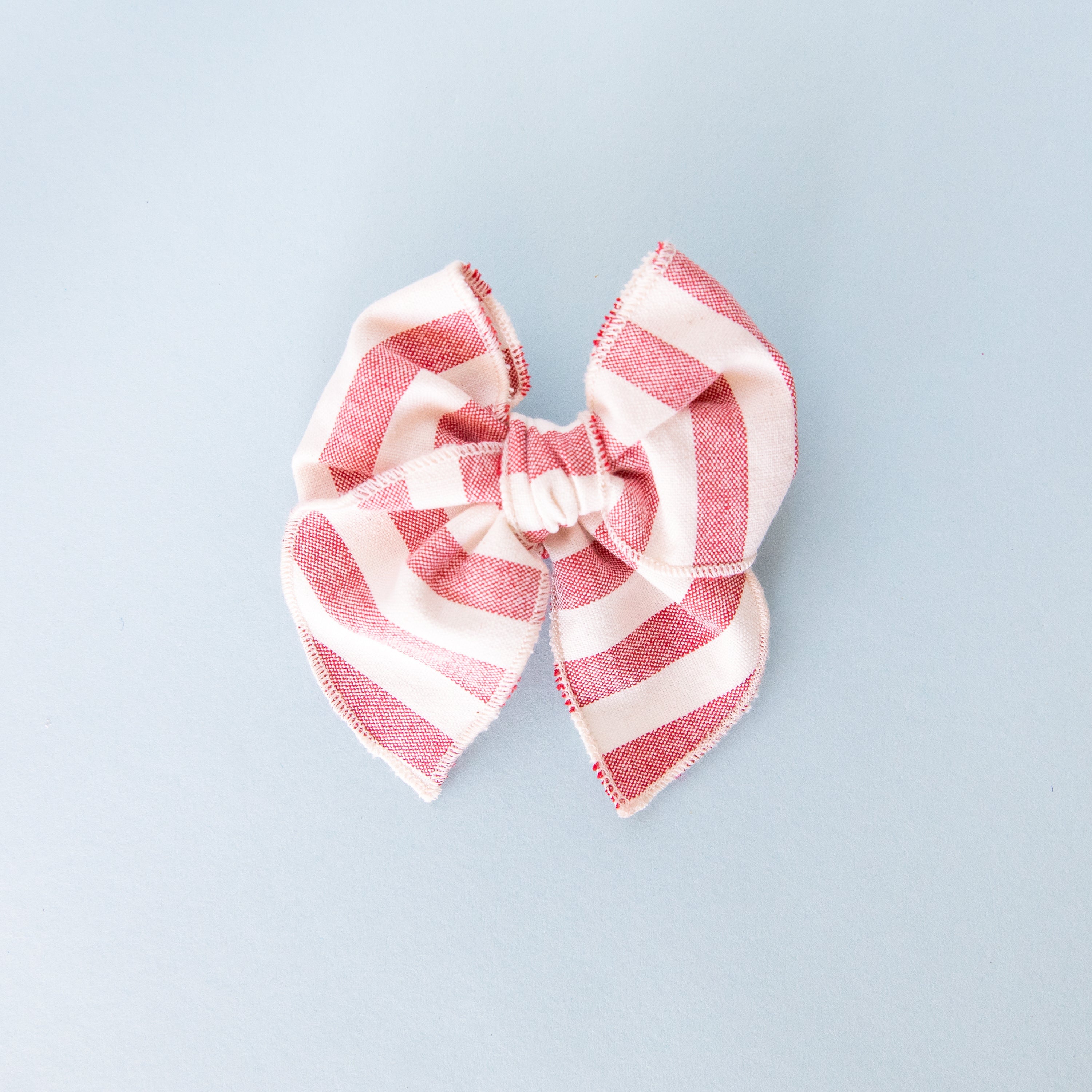 Red/White Linen Stripe | Petite Party Bow