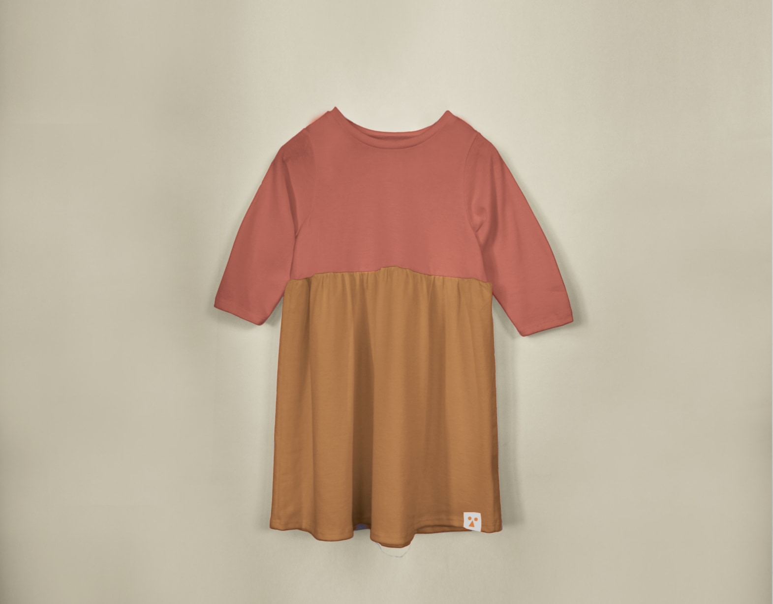 Long Sleeve Modal Two-Tone Dress - Acorn