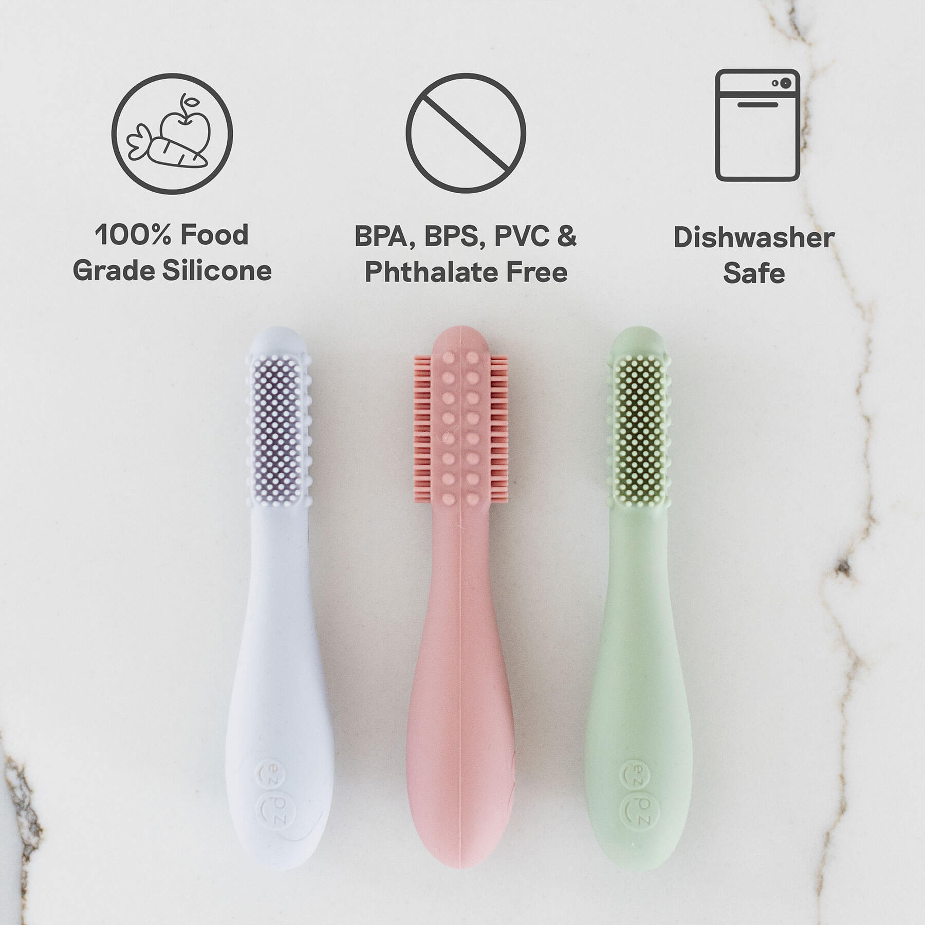 Baby-Led™ Toothbrush + Tongue Depressor in Pewter