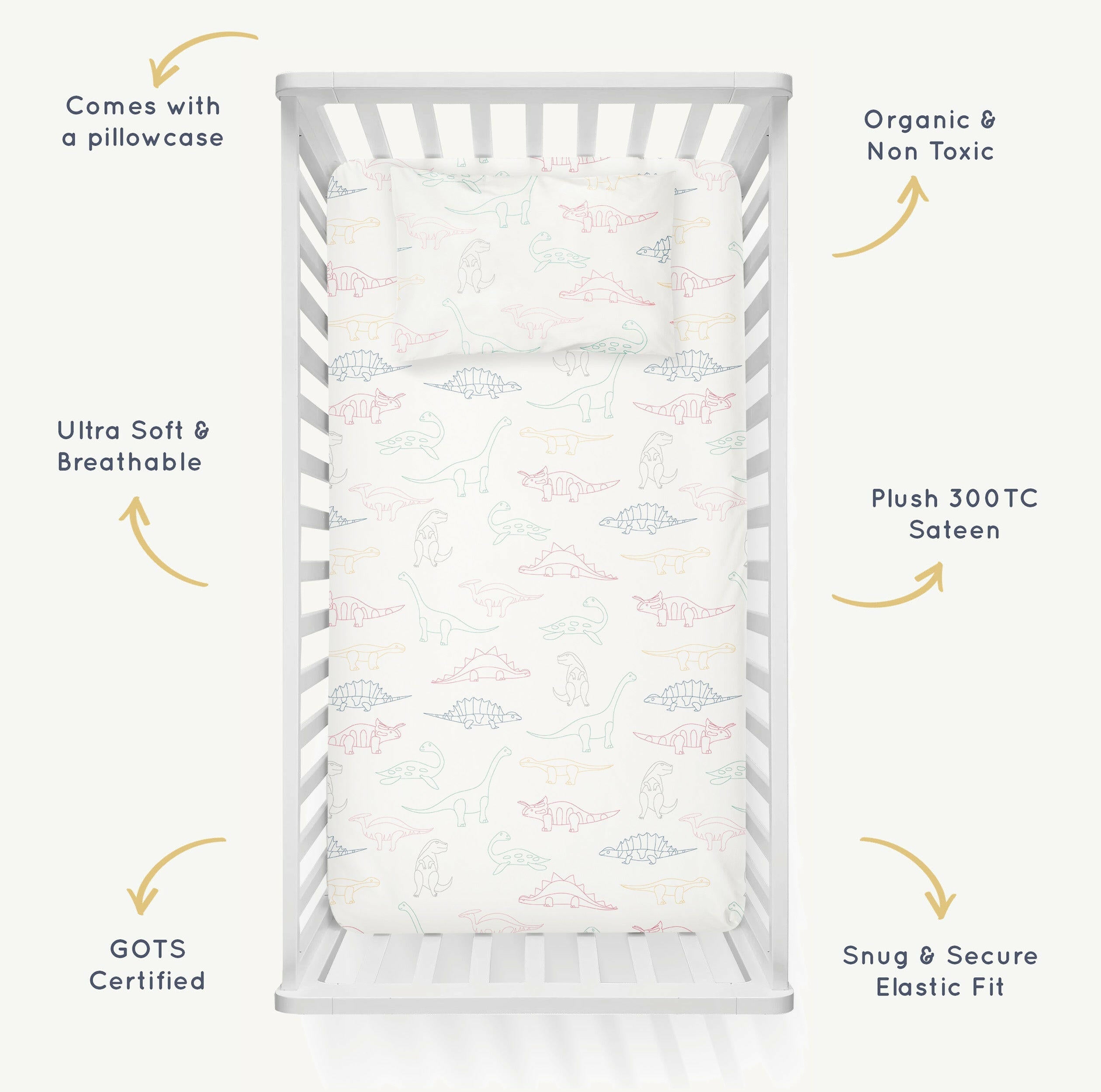 Organic Crib Sheet - Dino Park Crib Sheet Makemake Organics