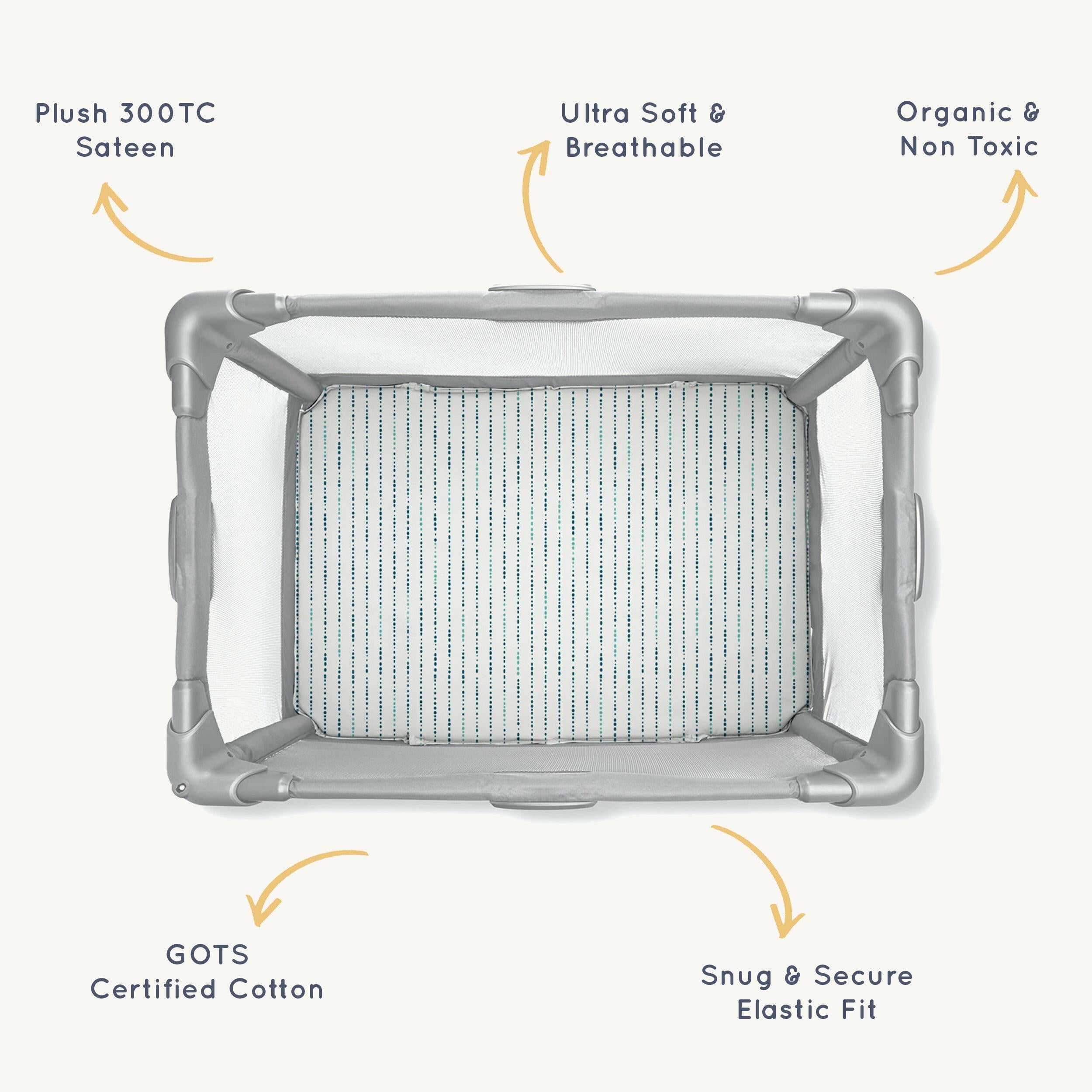 Organic Mini Crib Sheet - Pebble Playard Fitted Sheet Makemake Organics