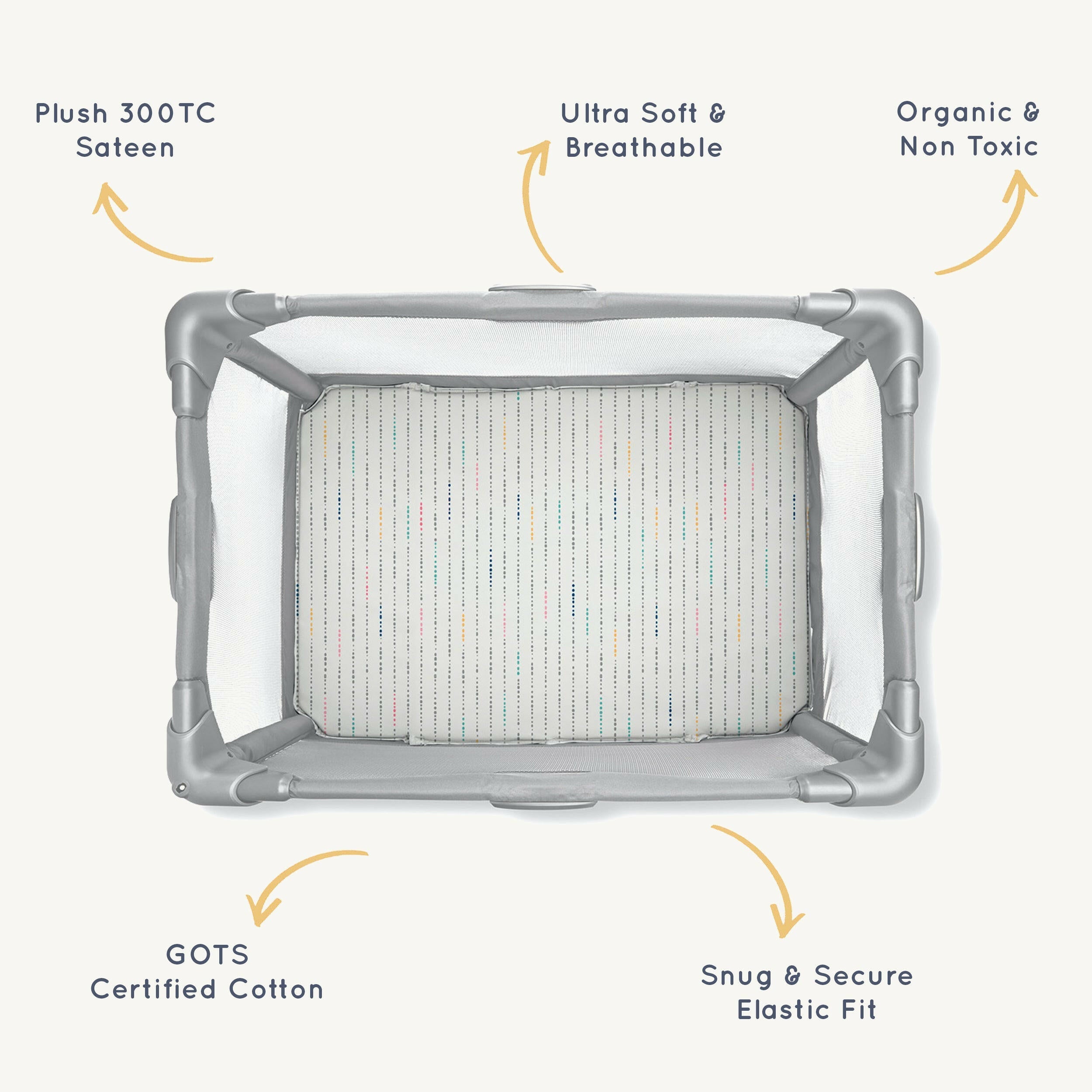 Organic Mini Crib Sheet - Pebble Pop Playard Fitted Sheet Makemake Organics
