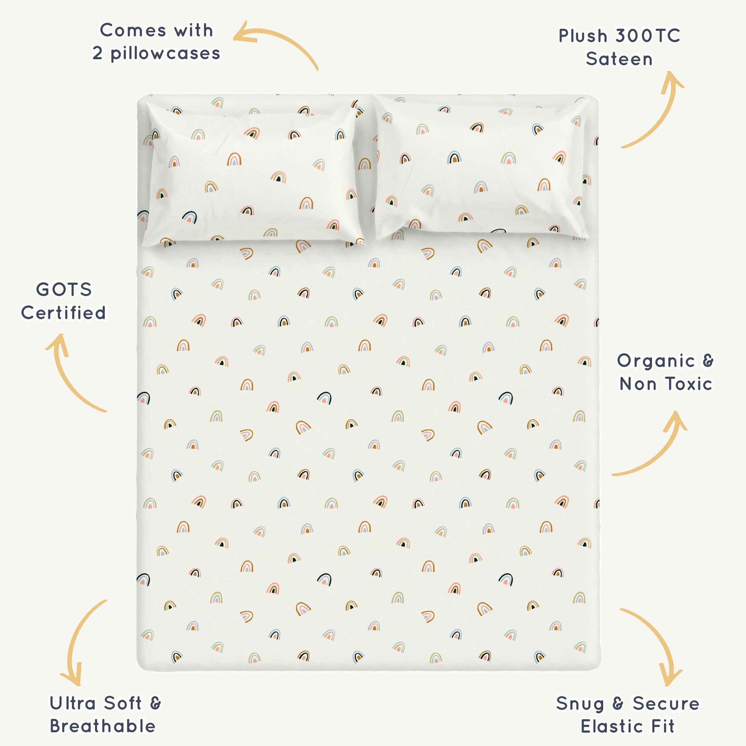 Organic Cotton Sheet Set - Over The Rainbow Sheet Set Makemake Organics