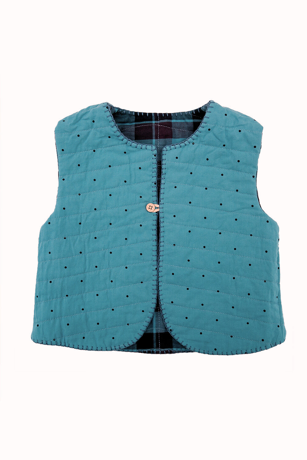 Reversible Quilted Baby Vest - Emerald