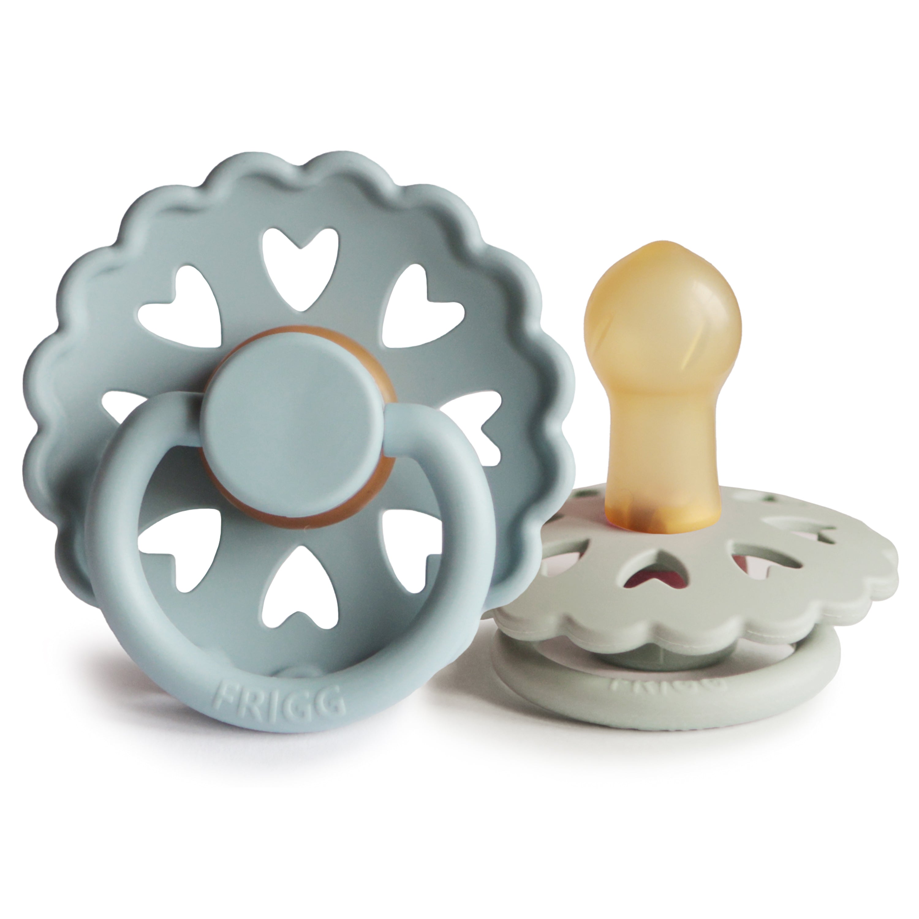 FRIGG Andersen Fairytale Natural Rubber Pacifier 2-Pack FRIGG PACIFIERS Mushie Stone Blue/Willow Gray 0-6 months