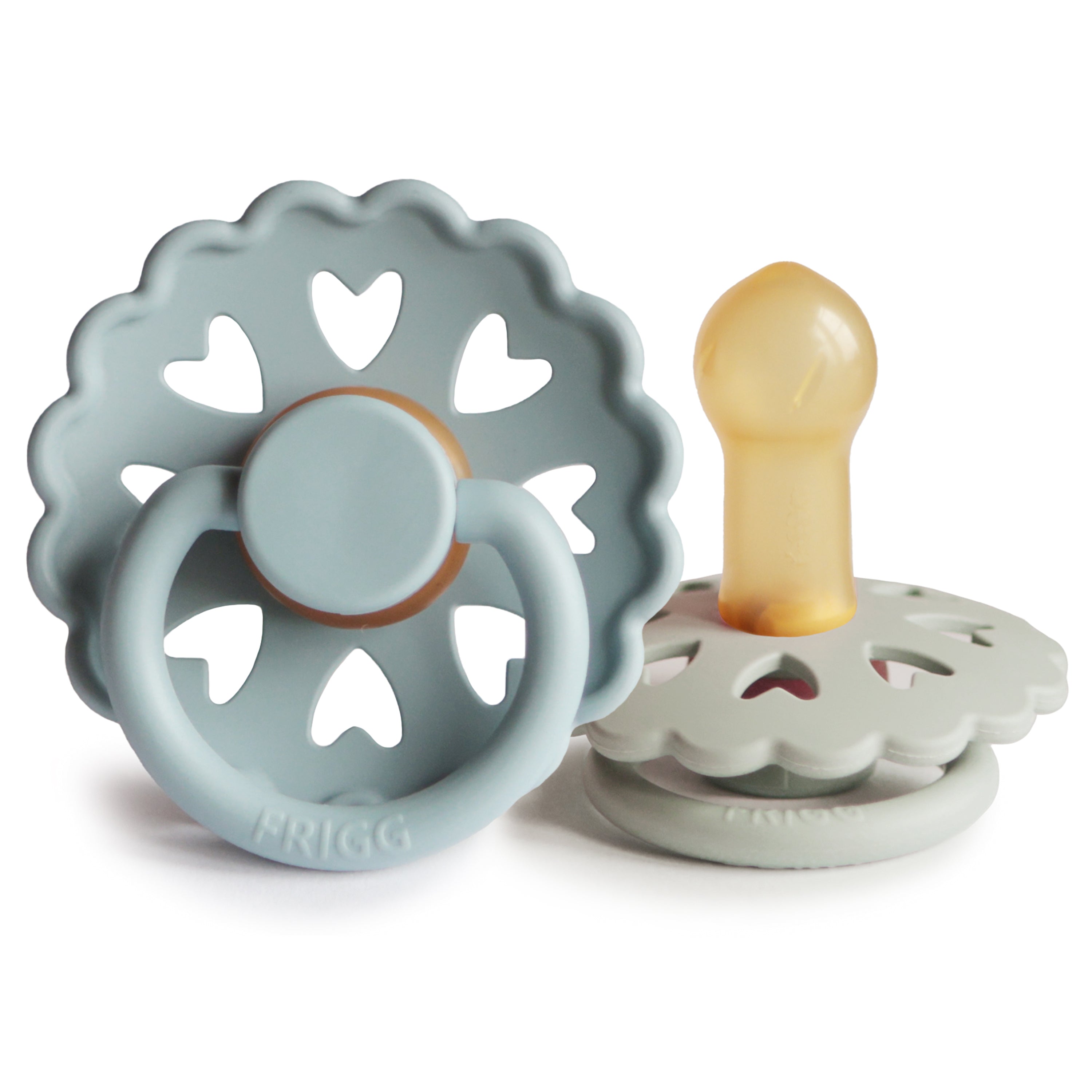 FRIGG Andersen Fairytale Natural Rubber Pacifier 2-Pack FRIGG PACIFIERS Mushie Stone Blue/Willow Gray 6-18 months