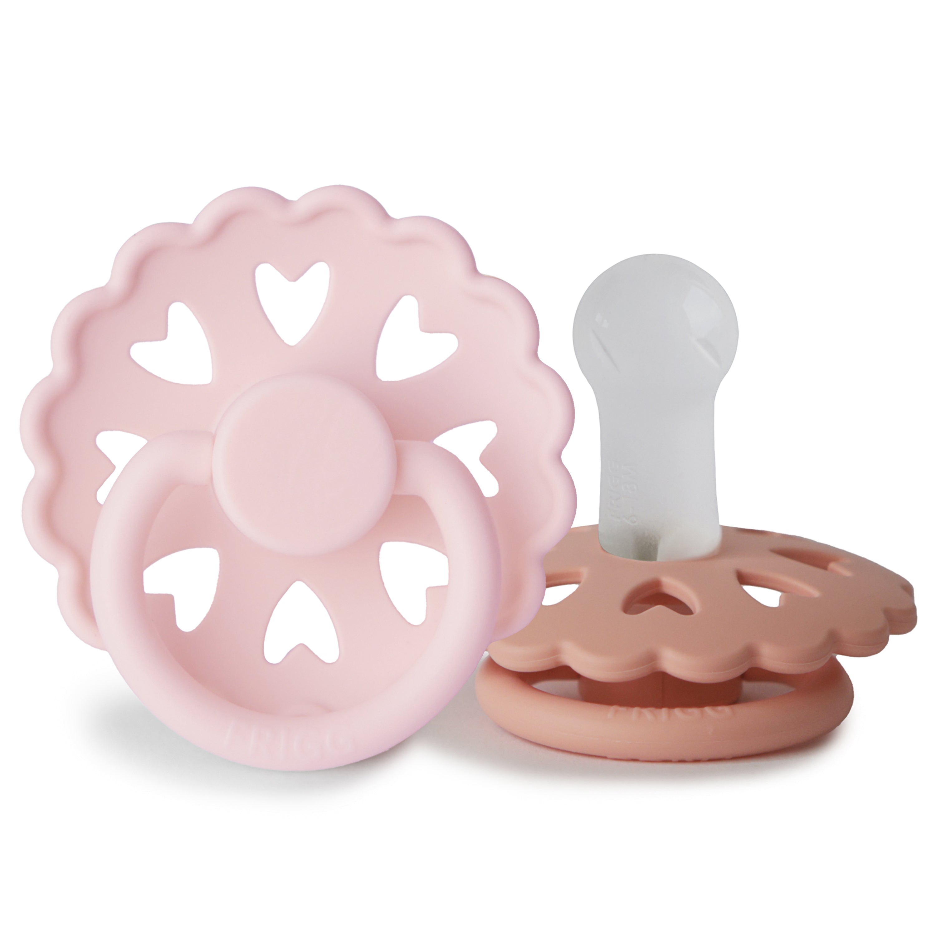 FRIGG Andersen Fairytale Silicone Pacifier 2-Pack FRIGG PACIFIERS Mushie White Lilac/Pretty In Peach 6-18 months