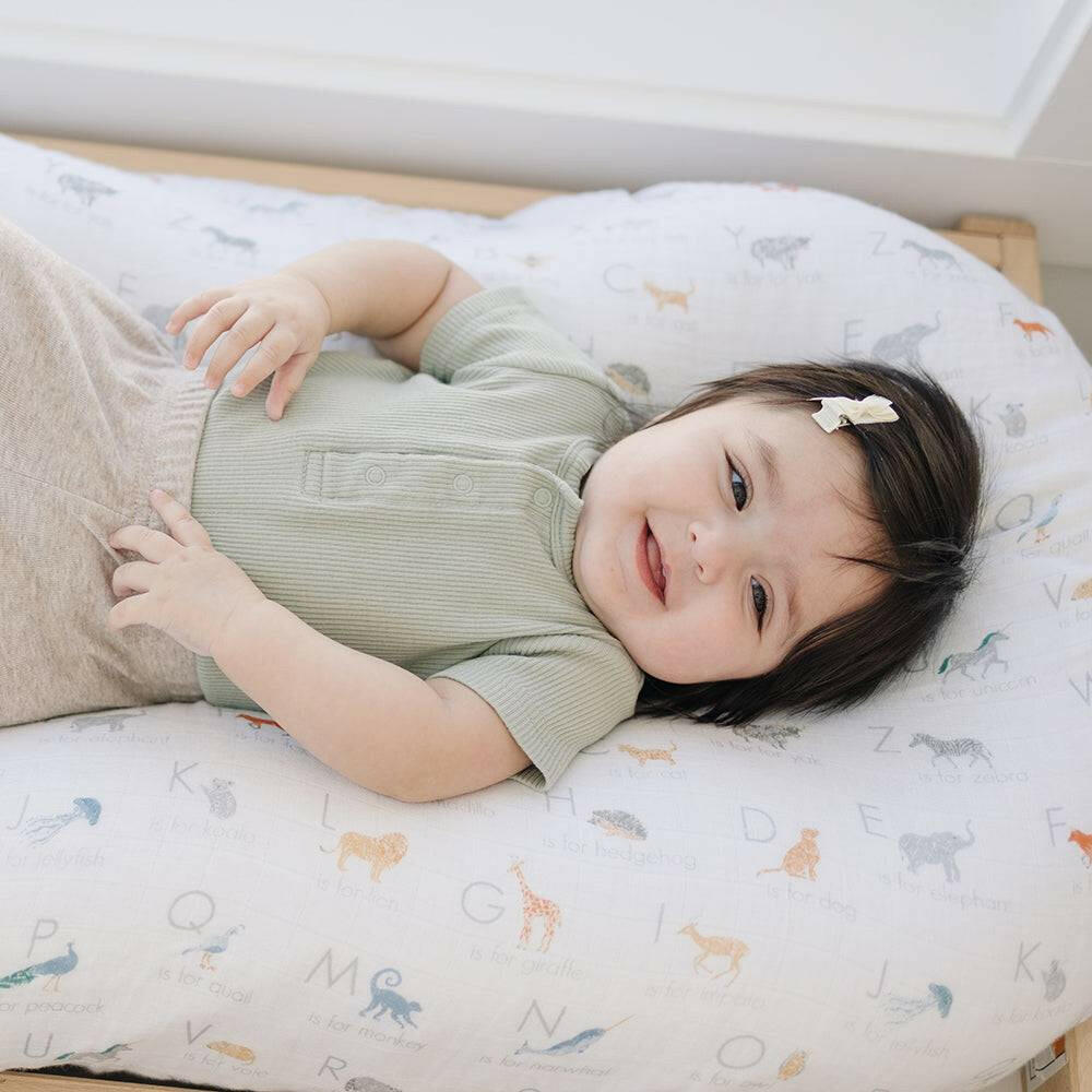 Animal Alphabet Oh So Soft Muslin Changing Pad Cover Changing Pad Cover Bebe au Lait