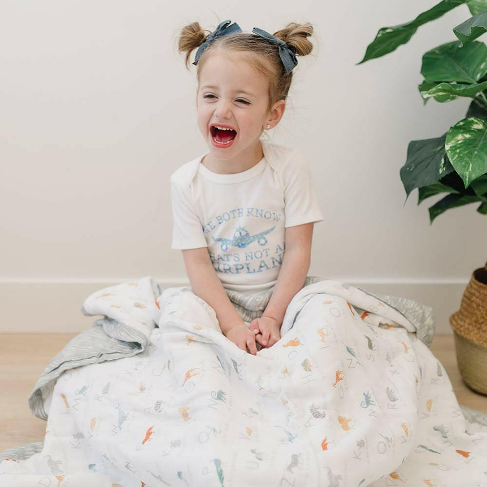 Animal Alphabet + Grey Crayon Oh So Soft Snuggle Blanket Snuggle Blanket Bebe au Lait