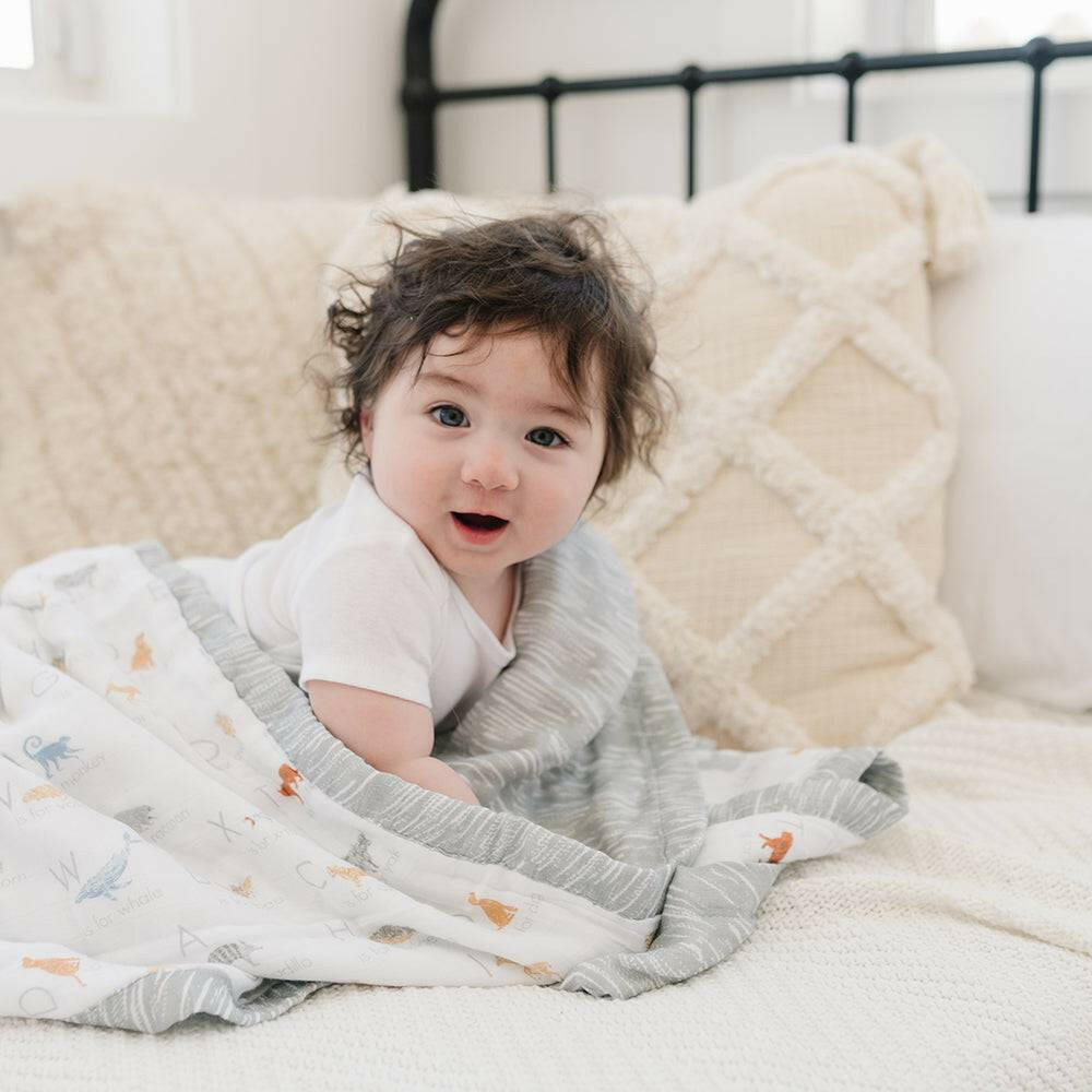 Animal Alphabet + Grey Crayon Oh So Soft Snuggle Blanket Snuggle Blanket Bebe au Lait