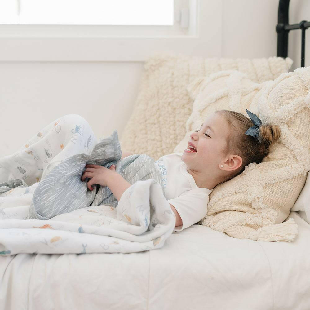 Animal Alphabet + Grey Crayon Oh So Soft Snuggle Blanket Snuggle Blanket Bebe au Lait