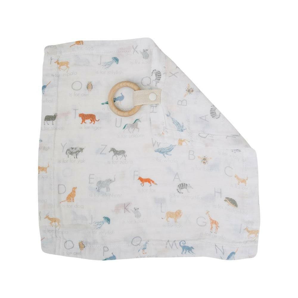 Animal Alphabet Oh So Soft Muslin Teether Blanket Teether Blanket Bebe au Lait