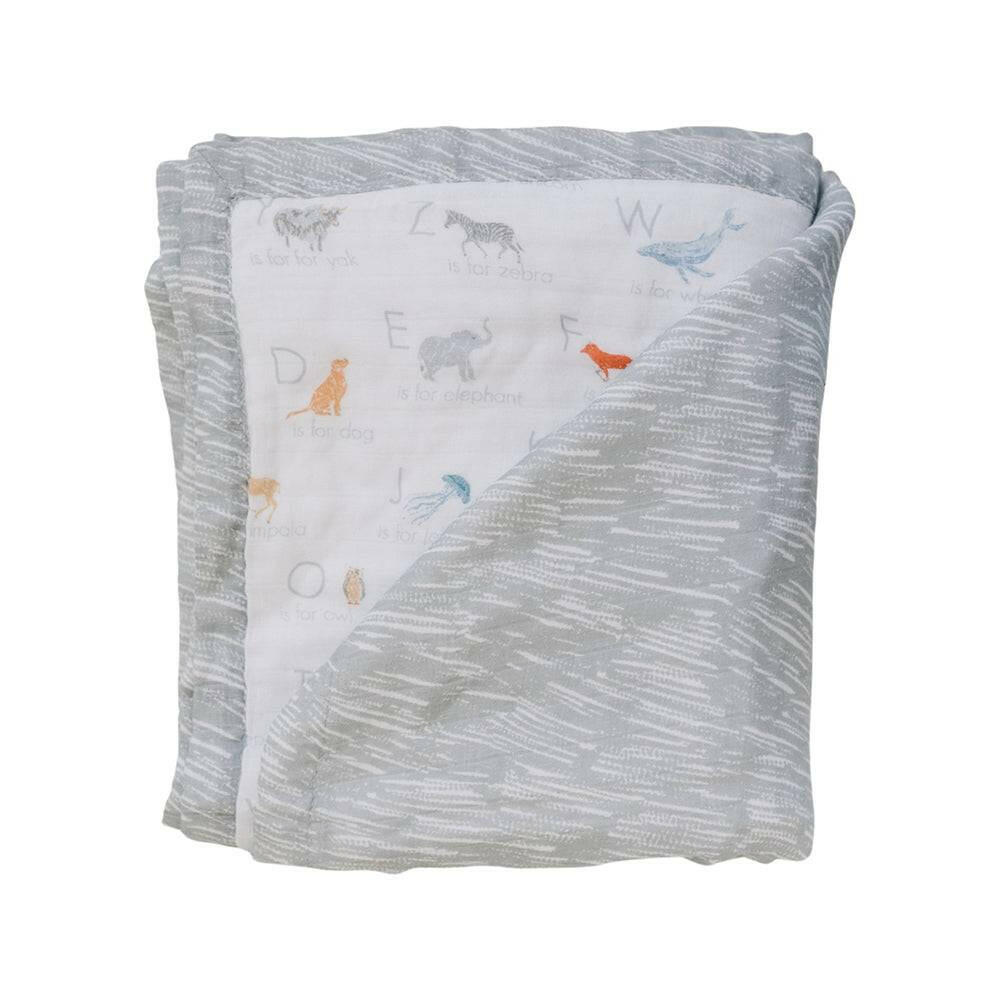 Animal Alphabet + Grey Crayon Oh So Soft Snuggle Blanket Snuggle Blanket Bebe au Lait