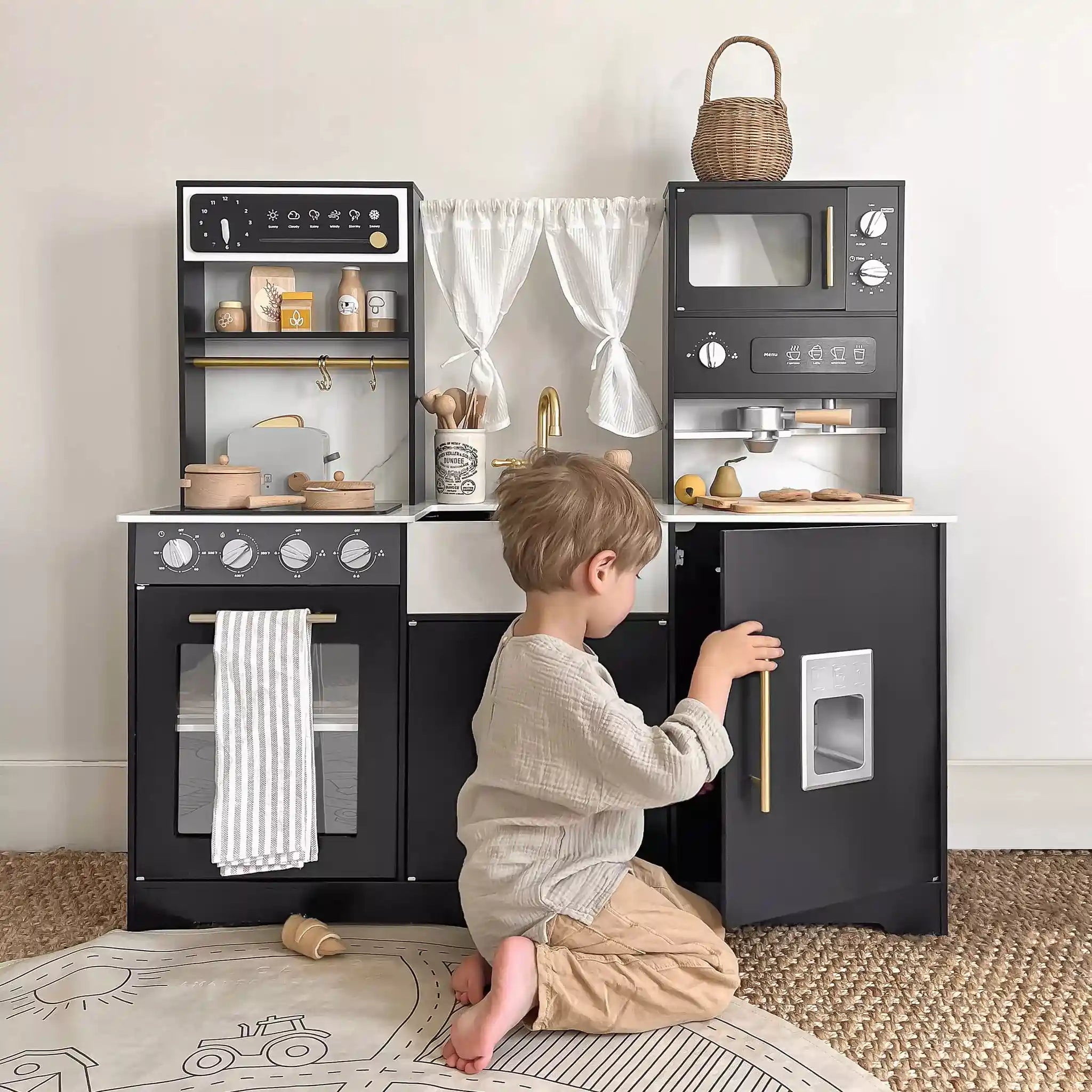 Tiny Land® Trendy Black Style Play Kitchen Toy Tiny Land