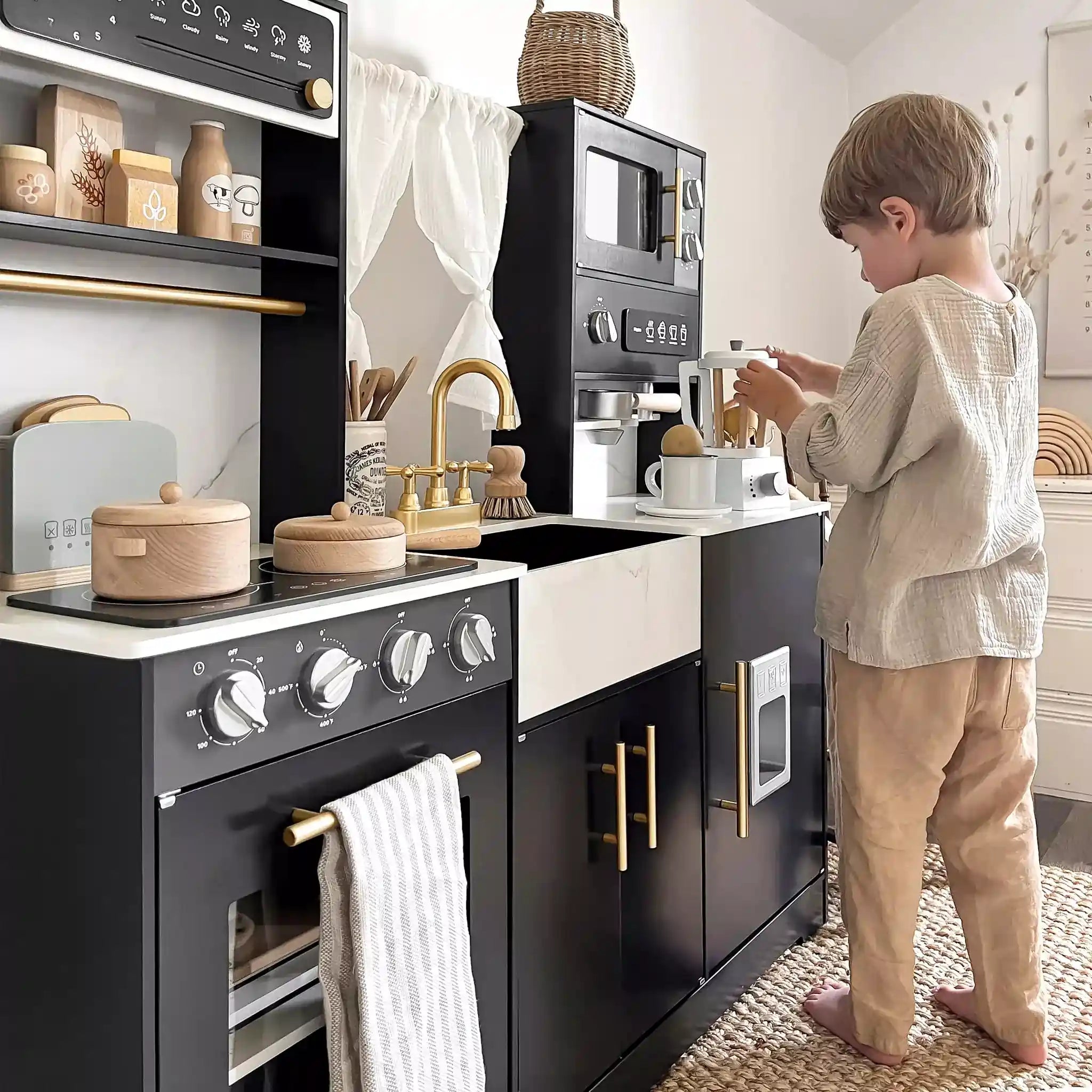Tiny Land® Trendy Black Style Play Kitchen Toy Tiny Land