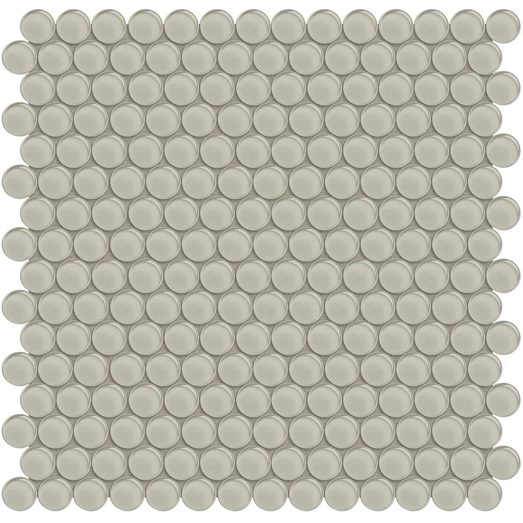Penny Round Earth on 11.5"x11.75" Mesh Glass Mosaic Tile Element Series - Aquatica Collection