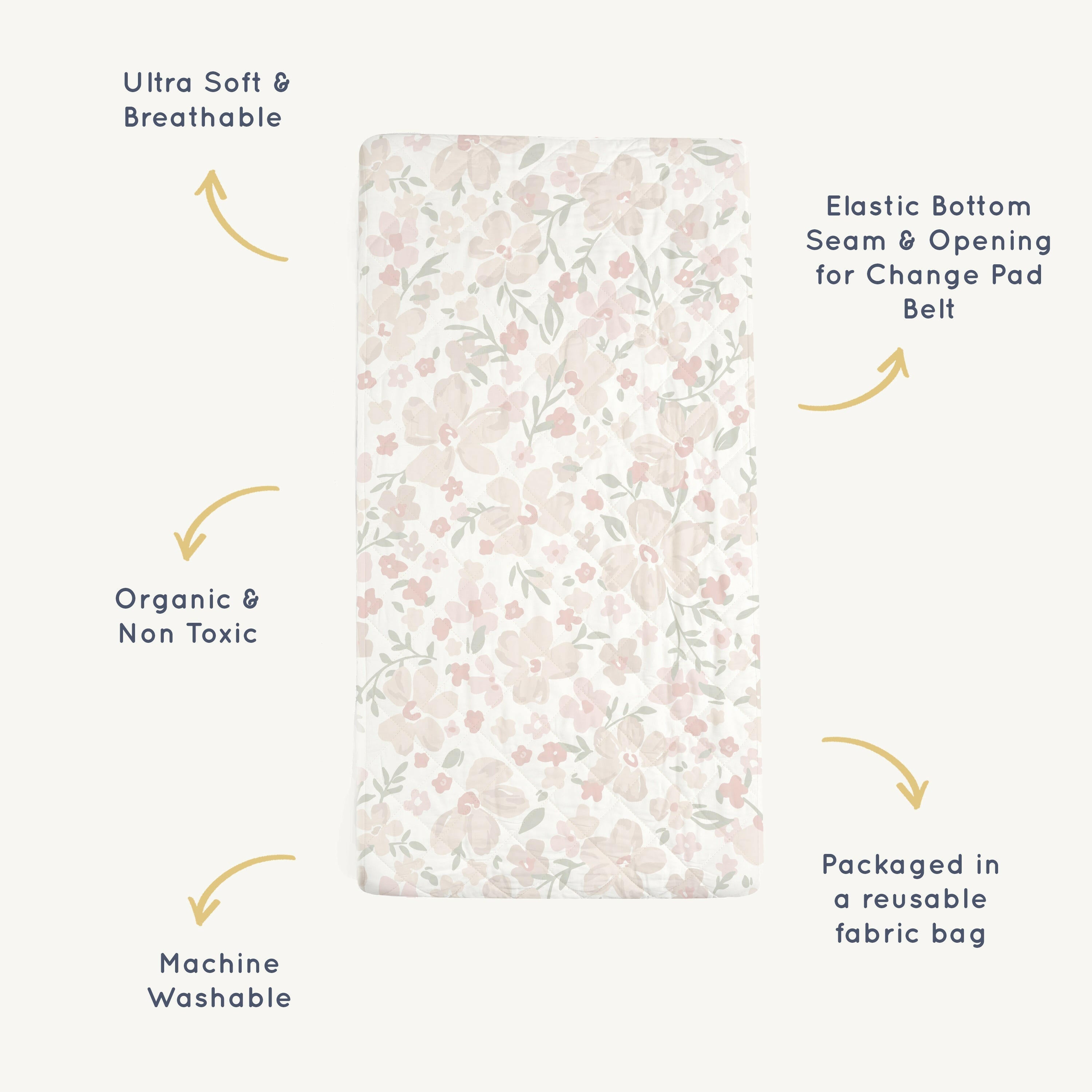 Organic Changing Pad Cover - Blossom Changing Pad Cover Makemake Organics