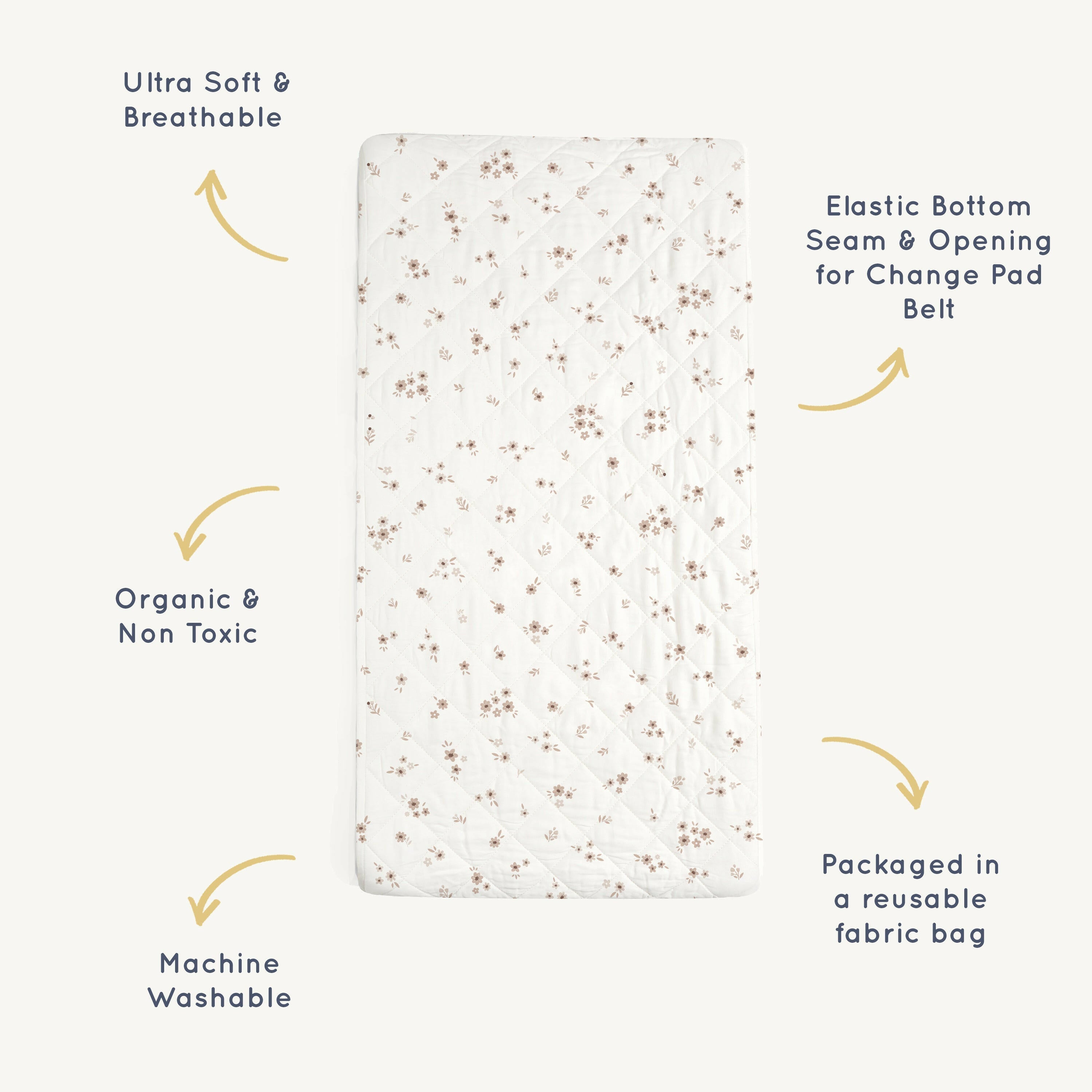 Organic Changing Pad Cover - Bloom Changing Pad Cover Makemake Organics