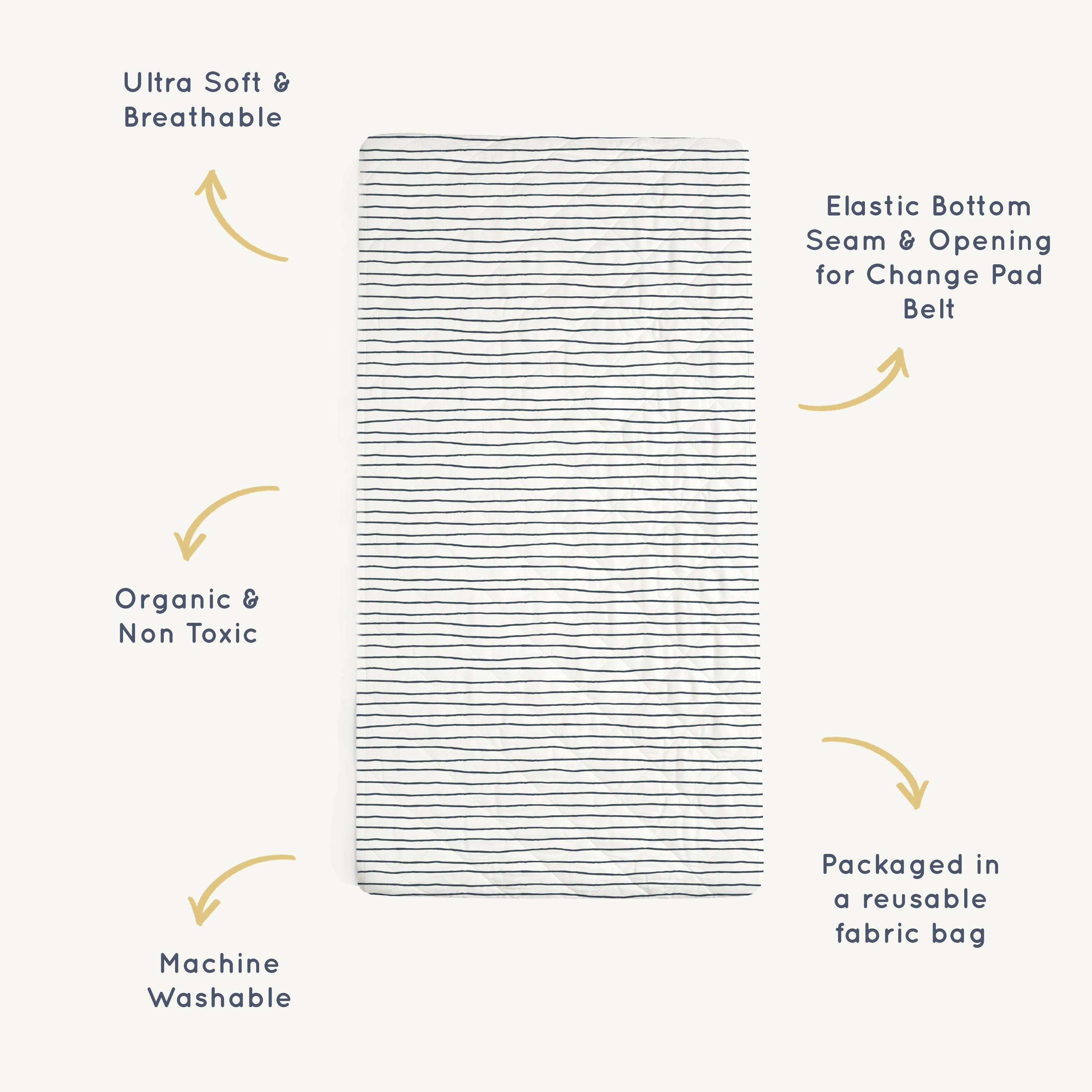 Organic Changing Pad Cover - Navy Stripes Changing Pad Cover Makemake Organics