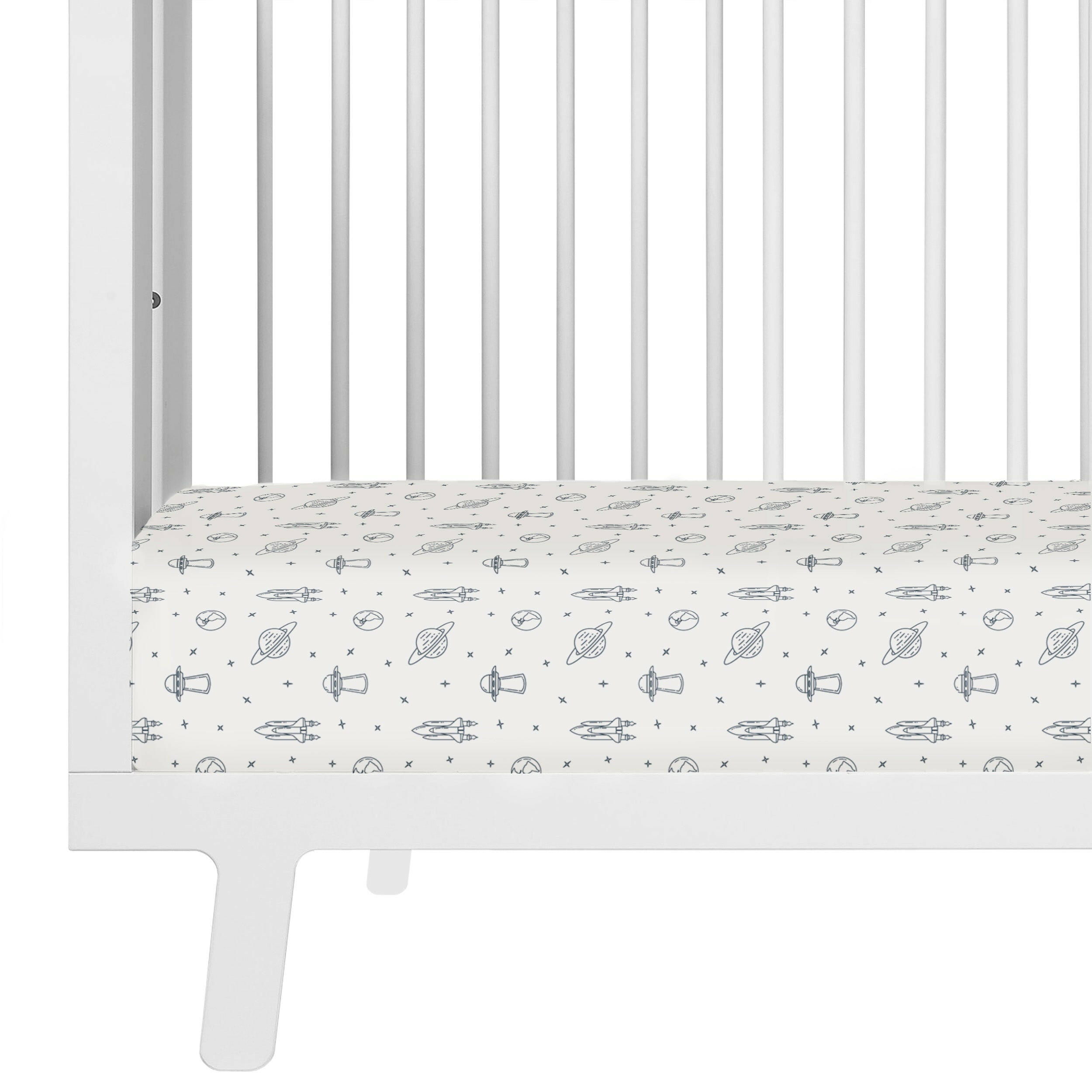 Crib Fitted Sheet with Pillowcase - Celestial Crib Sheet Makemake Organics