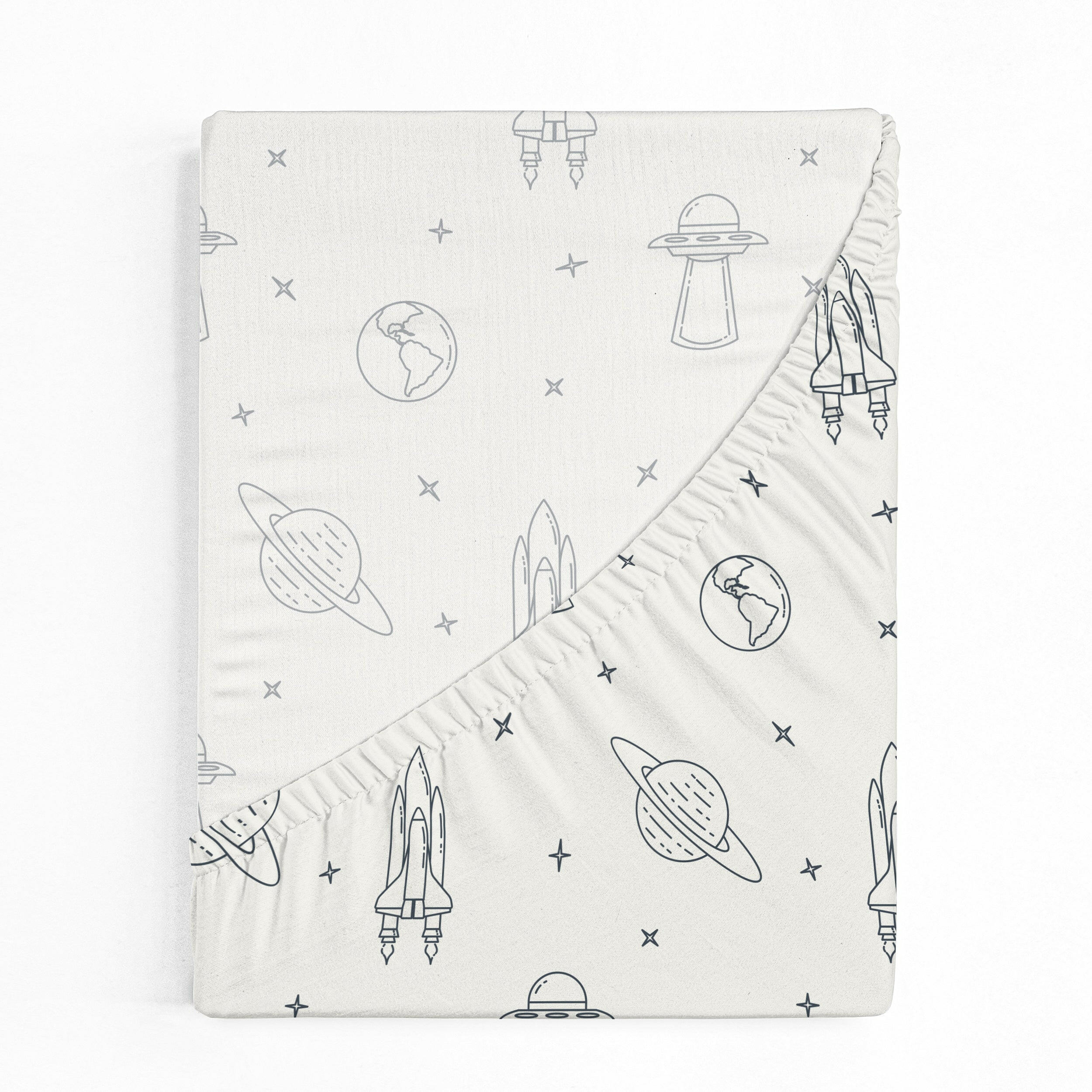 Crib Fitted Sheet with Pillowcase - Celestial Crib Sheet Makemake Organics