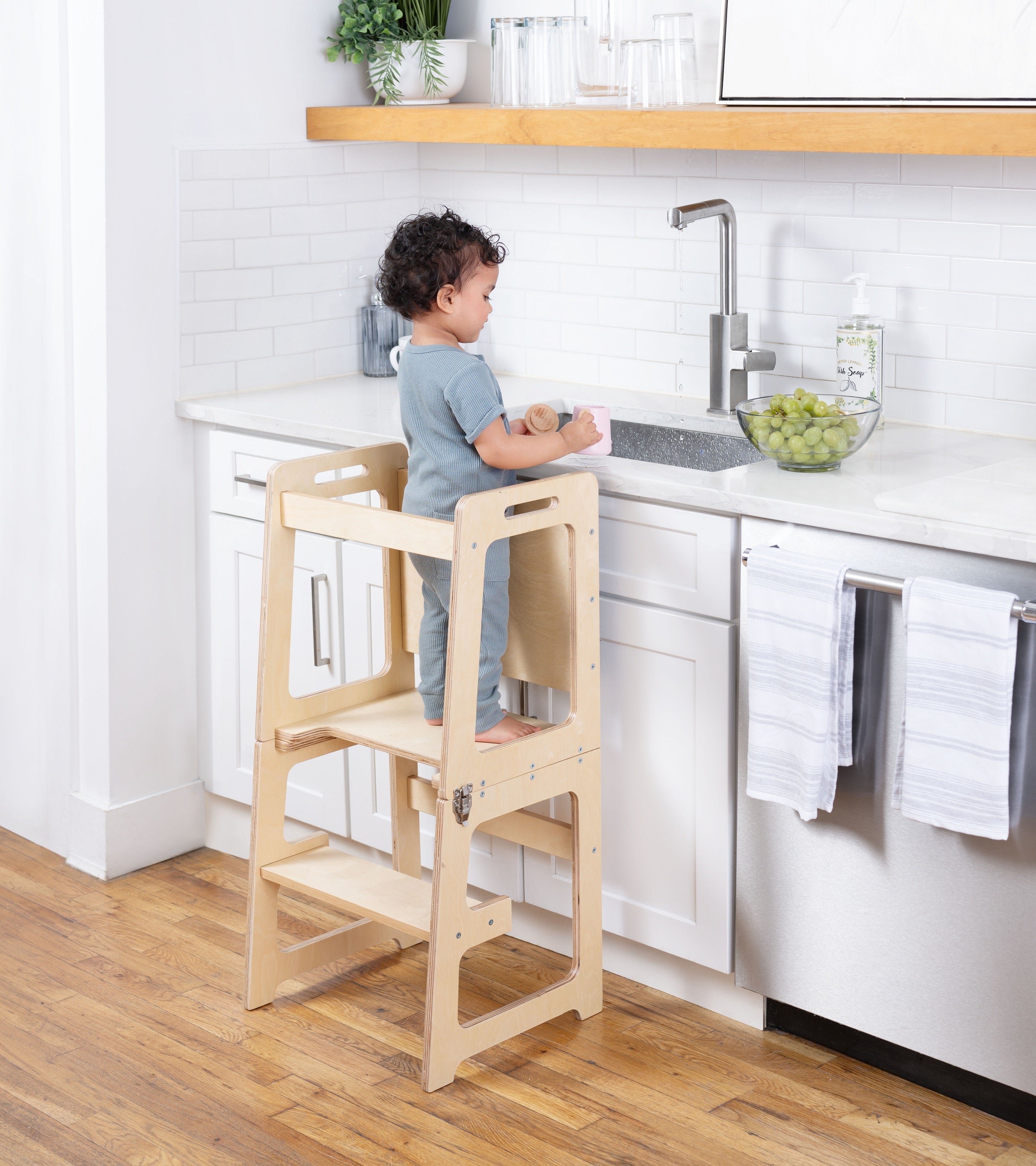 Date - 4 in 1 Kitchen Tower, Desk, Step Stool and Chalkboard Indoor Avenlur.com