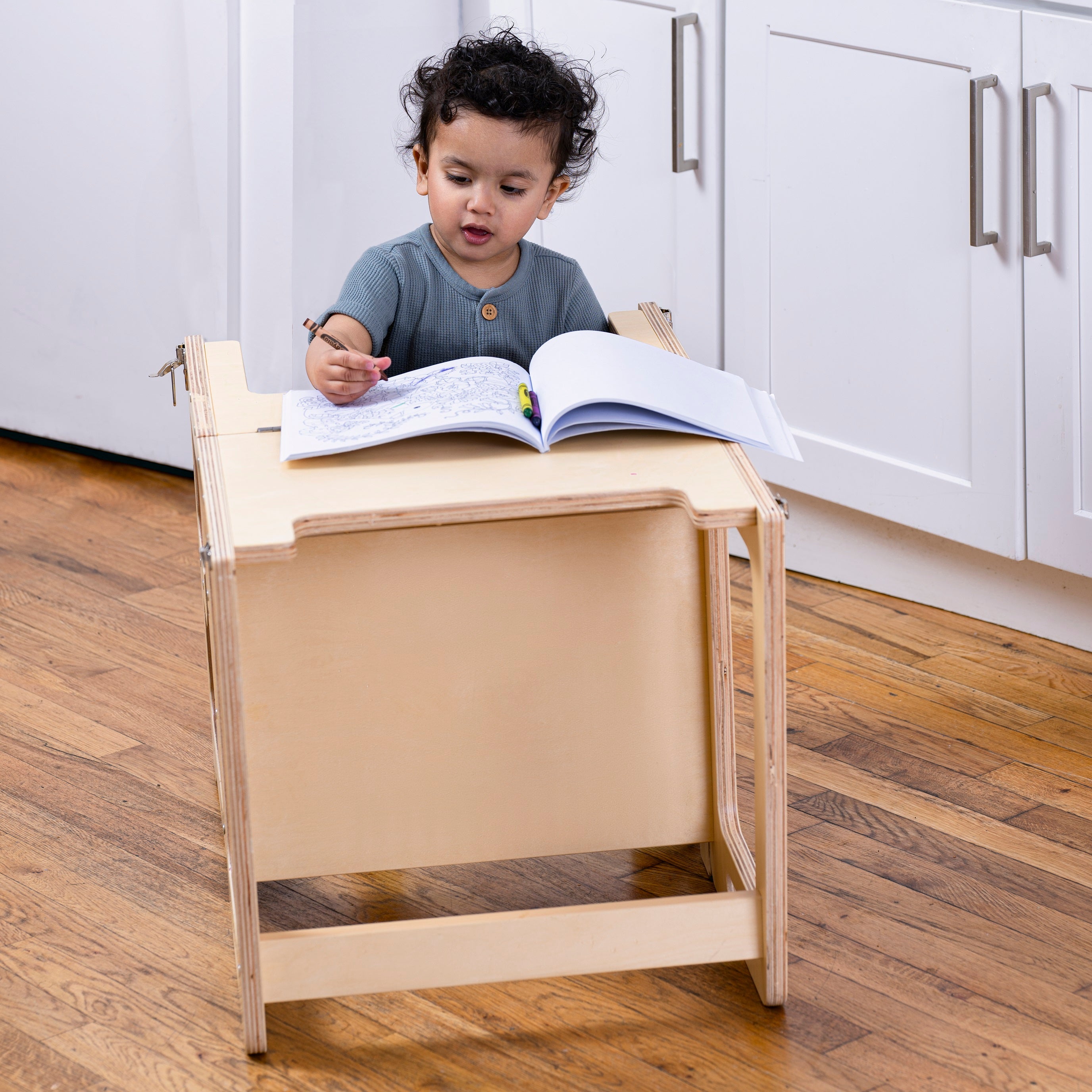 Date - 4 in 1 Kitchen Tower, Desk, Step Stool and Chalkboard Indoor Avenlur.com