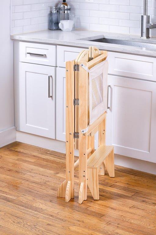 Plum - 3 in 1 Foldable Kitchen Tower, Step Stool and Chalkboard Indoor Avenlur.com