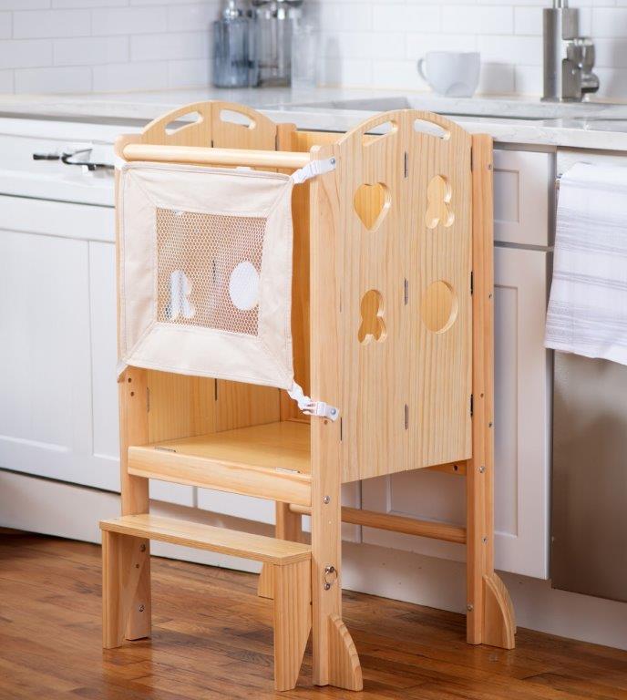 Plum - 3 in 1 Foldable Kitchen Tower, Step Stool and Chalkboard Indoor Avenlur.com