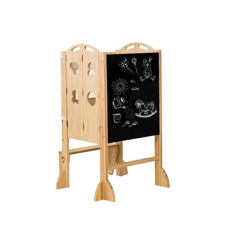 Plum - 3 in 1 Foldable Kitchen Tower, Step Stool and Chalkboard Indoor Avenlur.com