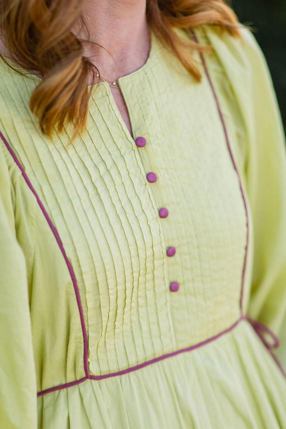 Mallie Dress in Chartreuse