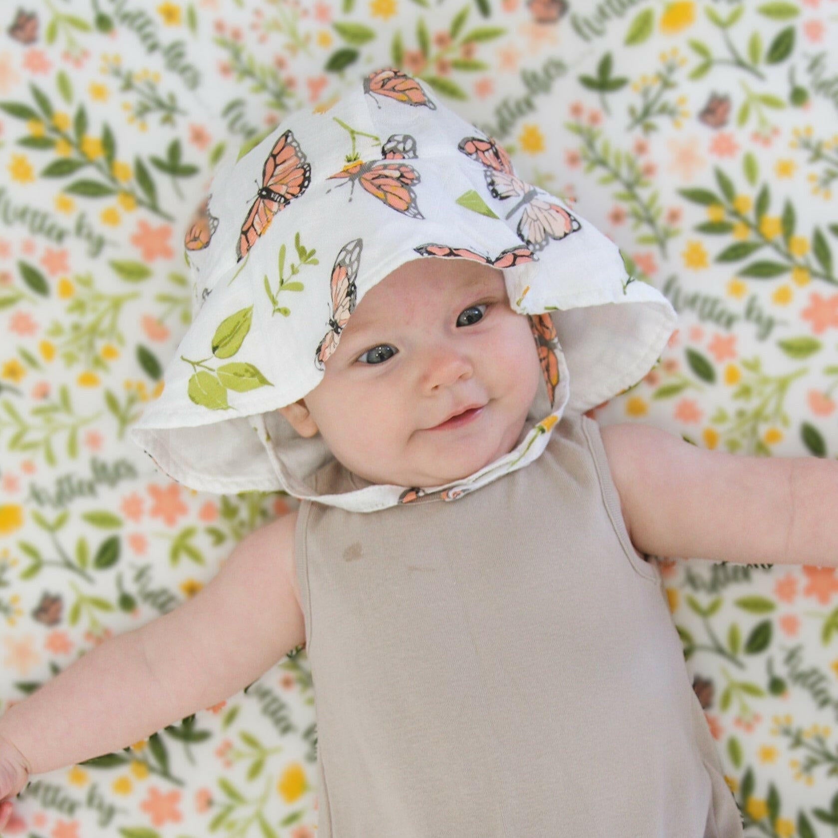 Butterfly Oh So Soft Muslin Sun Hat Sun Hat Bebe au Lait