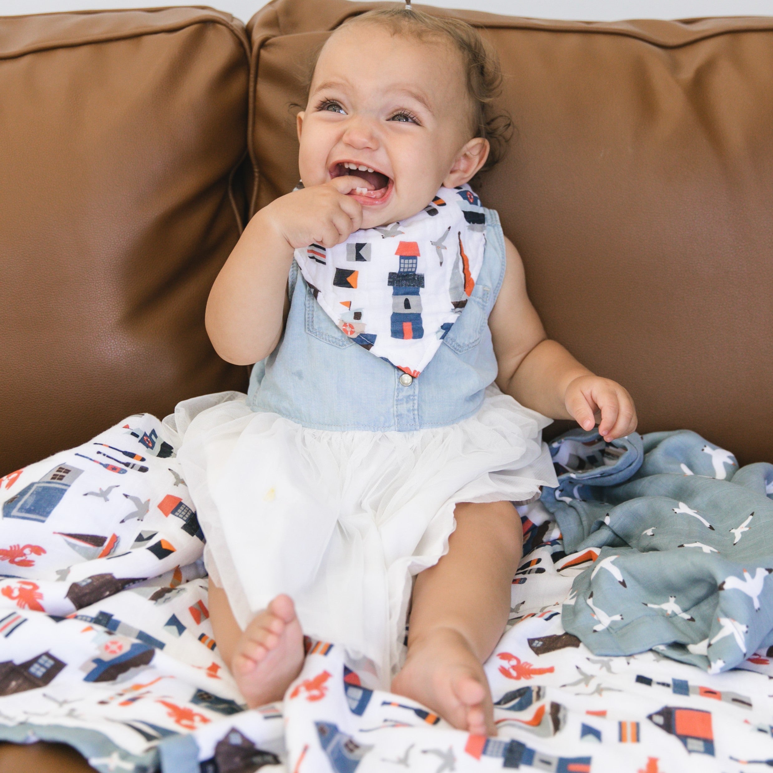 Nautical Oh So Soft Muslin Bandana Bib Bib Bebe au Lait