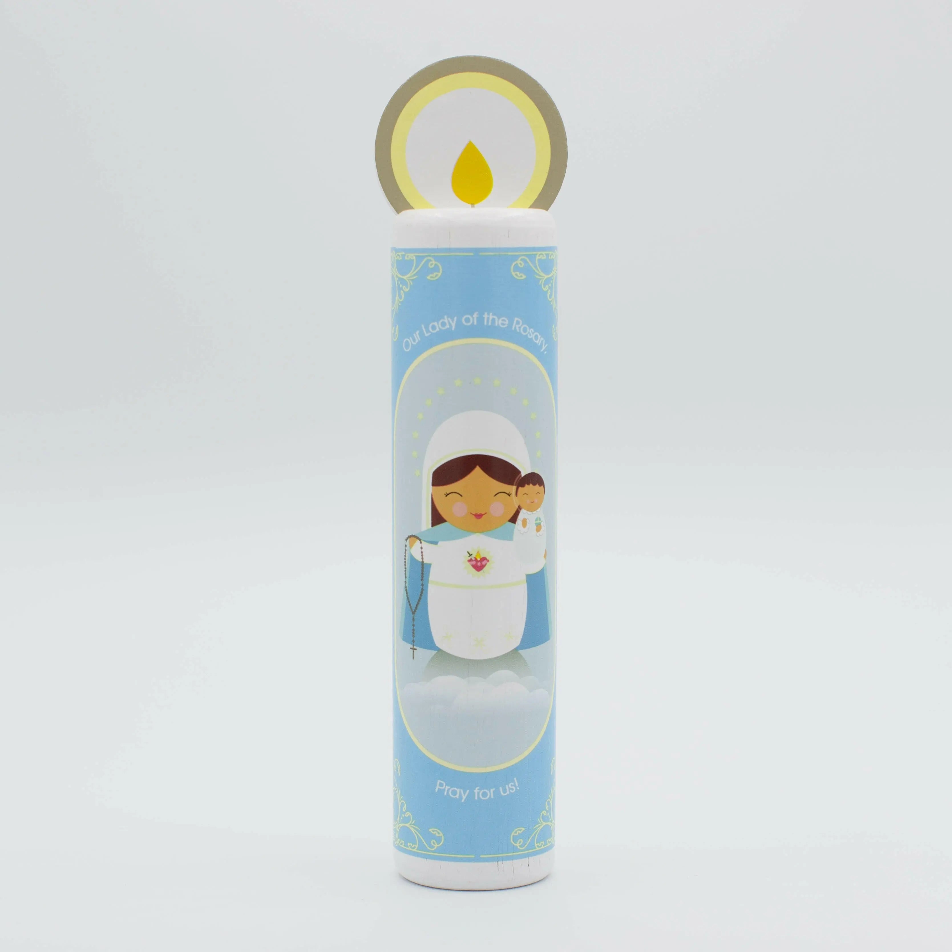 Our Lady of the Rosary (Hail Mary) Wooden Prayer Candle