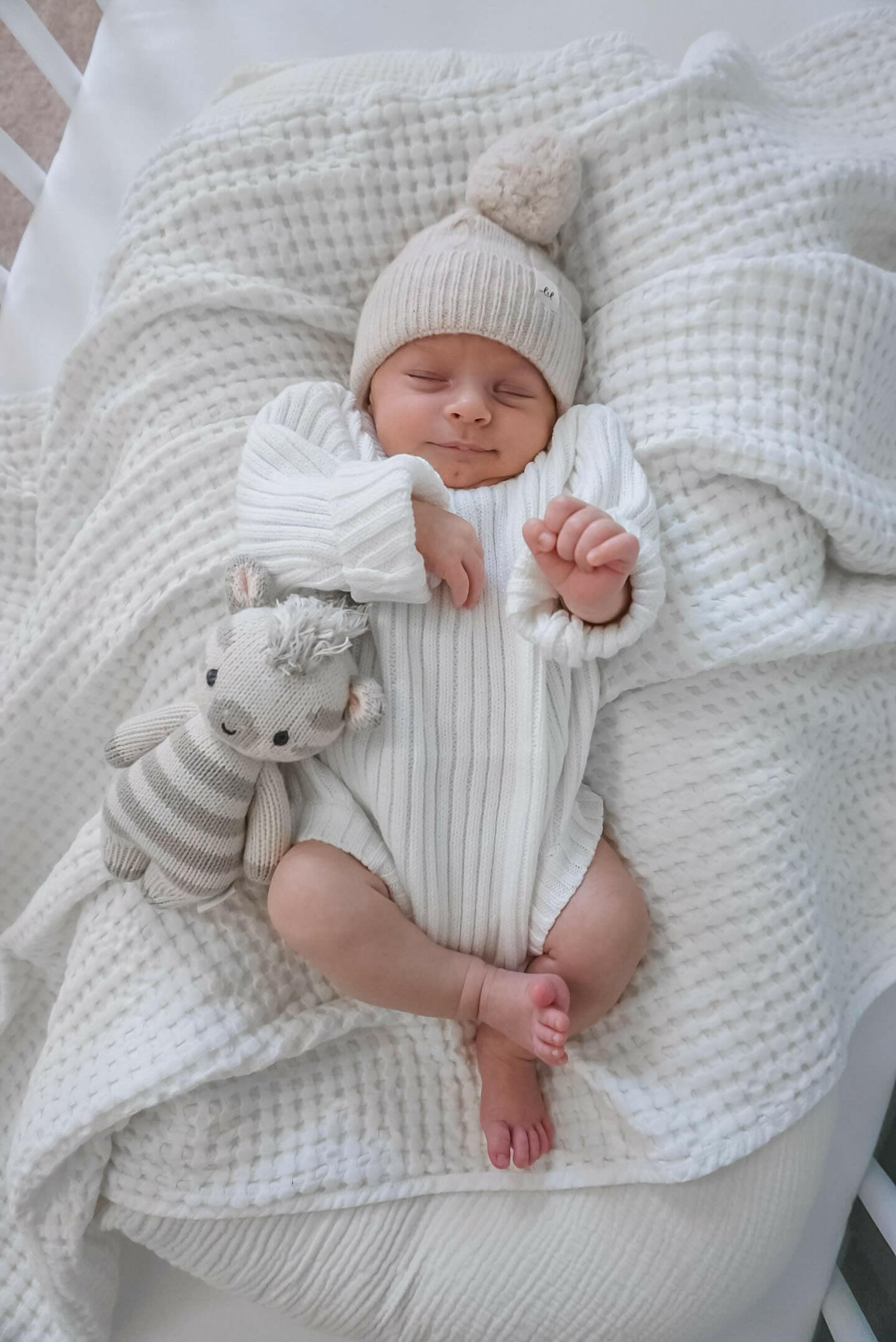 Luna + Luca Cable Knit Pom Beanie - Sand  Luna + Luca